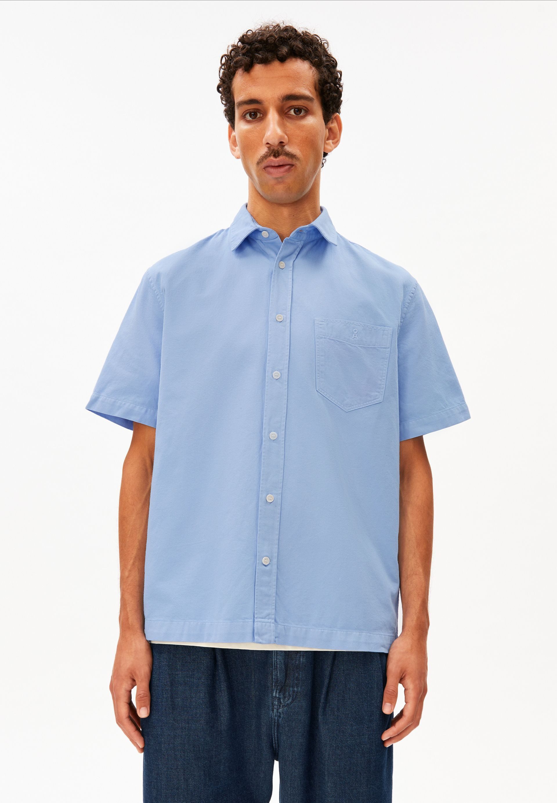 Kurzarmhemd COTTON LINO Leinen-Mix