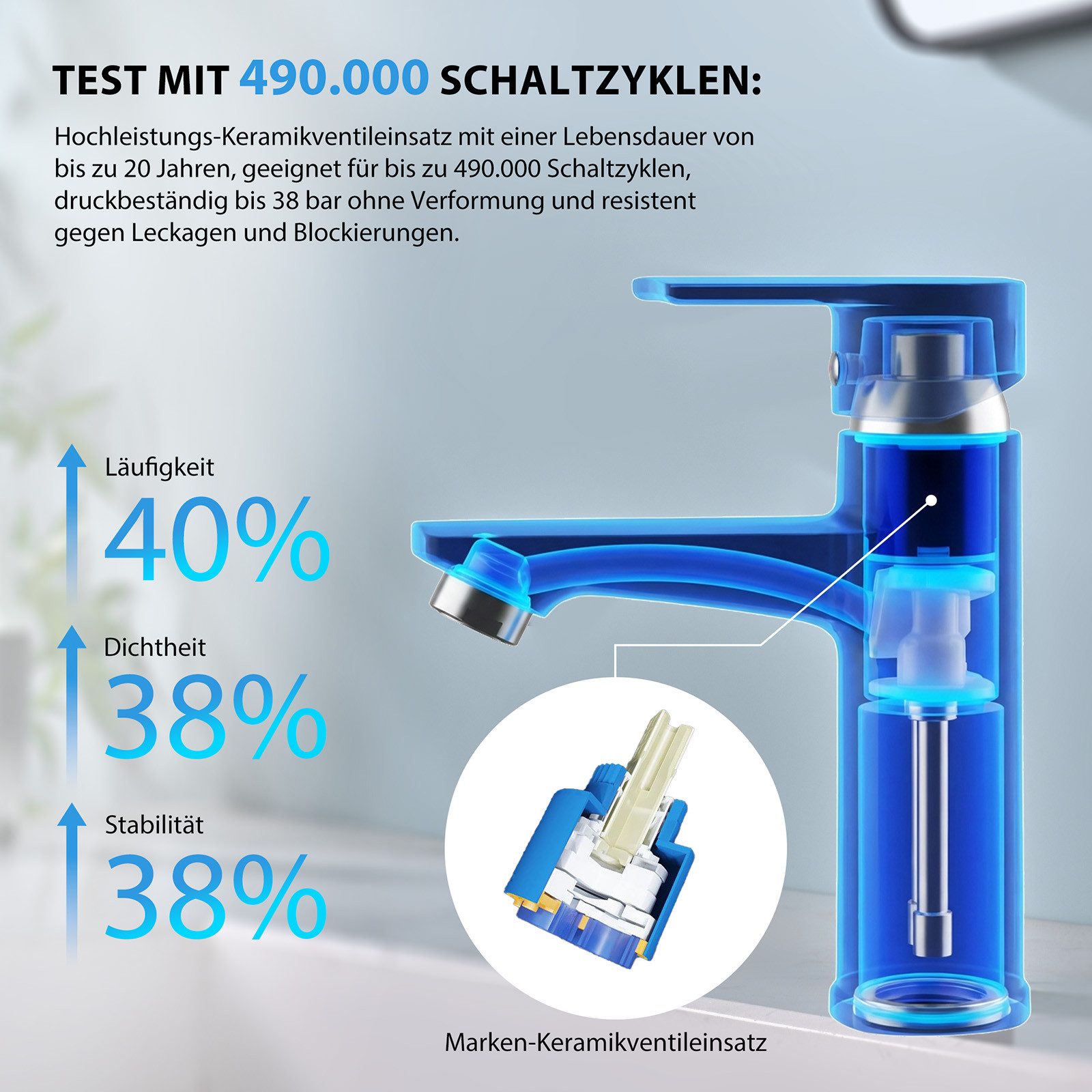 HOMELODY Waschtischarmatur Badezimmer Einhebelmischer Mischbatterien (Waschtischarmatur Mischbatterie, 1-St) Bad Armatur Badezimmer Waschbeckenarmatur Einhebelm – Bild 4 von 5