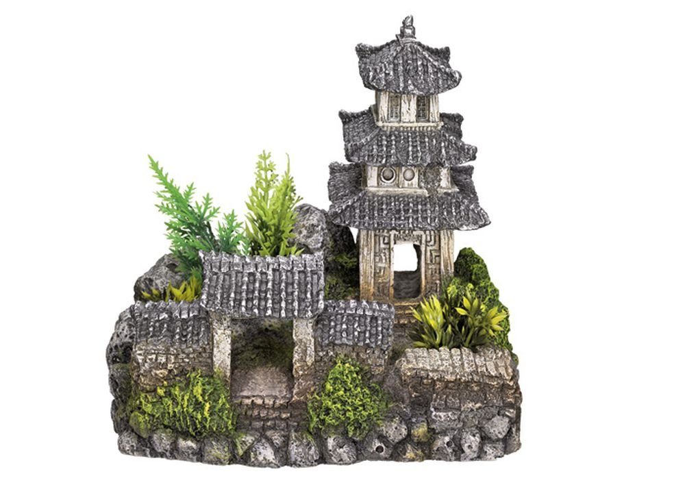 Aquariendeko Aqua Ornaments "ASIATISCHER TEMPEL" mit Pflanzen