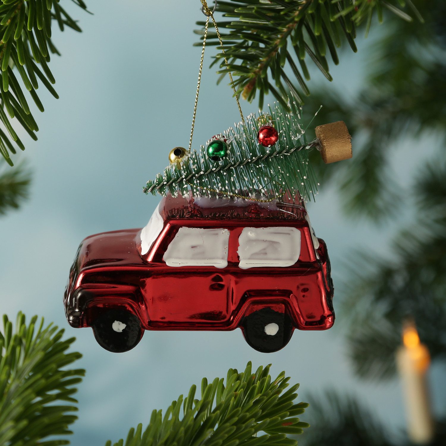 MARELIDA Christbaumschmuck Weihnachtsbaumschmuck Autos mit Weihnachtsbaum Weihnachtskugel 3 Stück