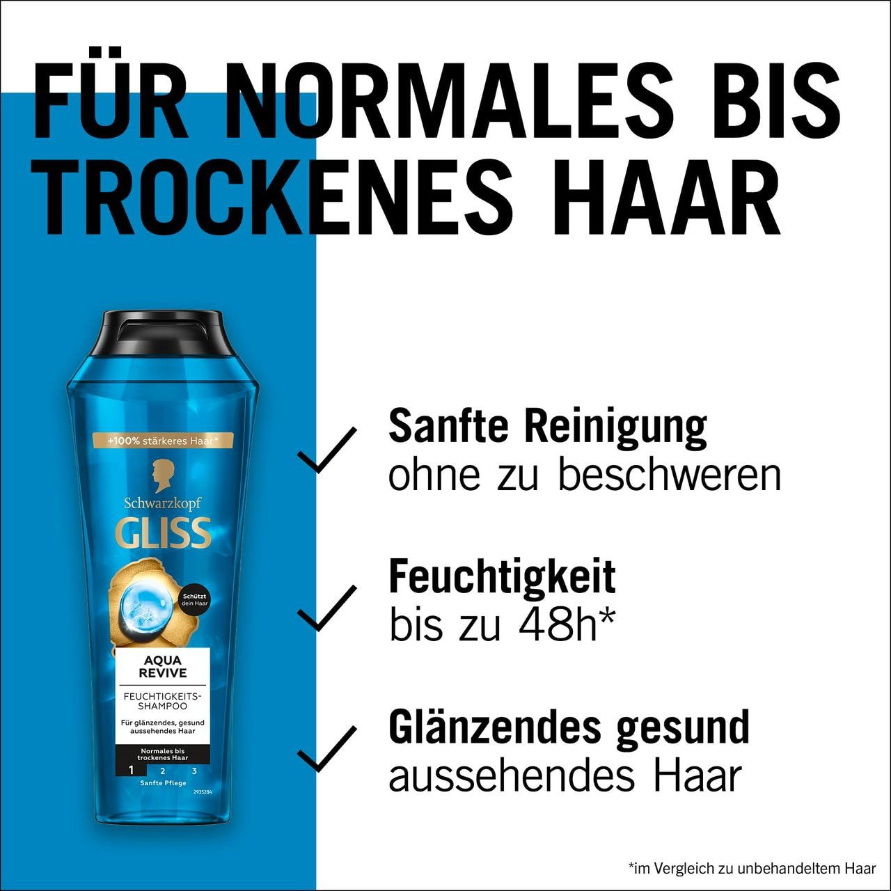 Gliss Haarshampoo Aqua Revive 250ml & Express-Repair-Spülung 200ml, 2-tlg., Feuchtigkeitsshampoo, Sprüh-Spülung, Hitzeschutz