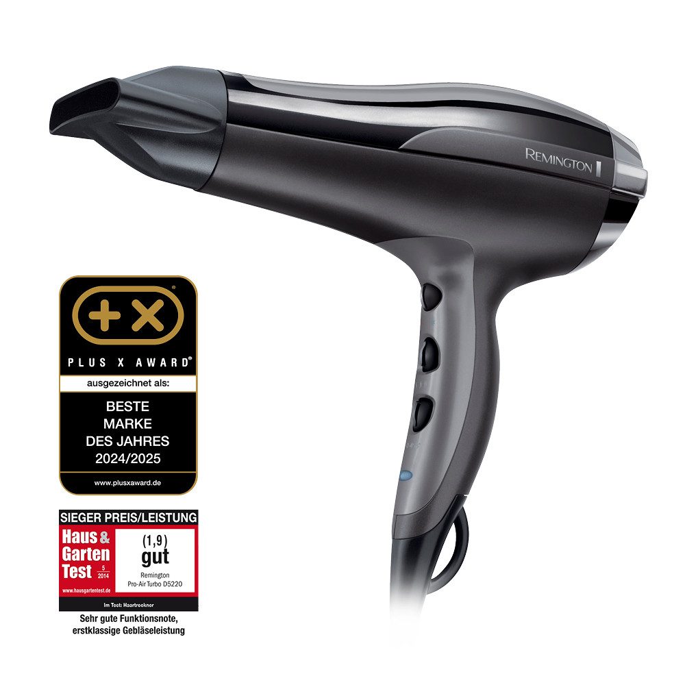 Remington Haartrockner Pro-Air Turbo (D5220), 2400 W, leicht & leistungsstark, mit Ionenpflege, Wärmeverteilung + Diffusor – Bild 2 von 5