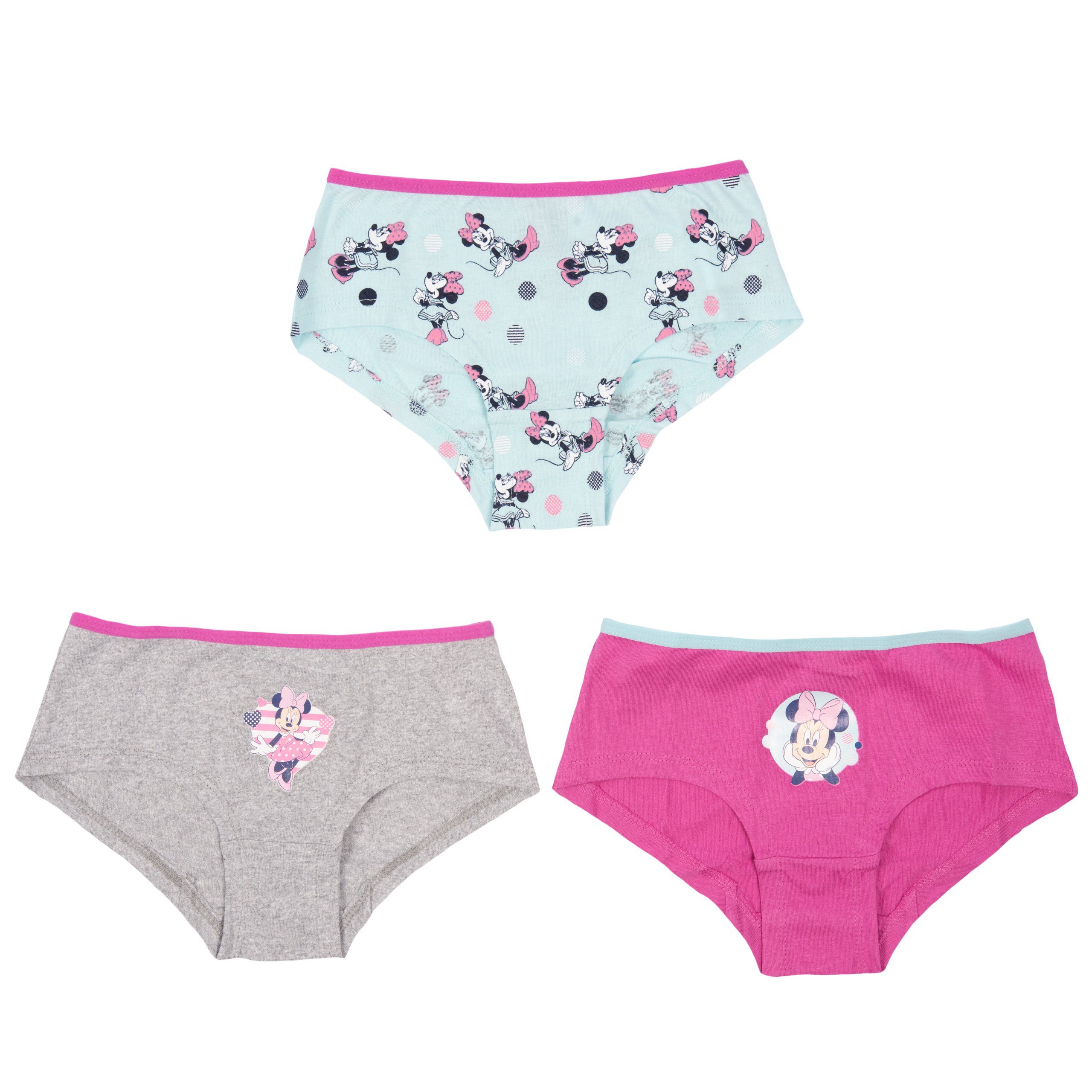 United Labels® Panty Disney Minnie Mouse Panty für Mädchen Kinder Slip Unterhose  Unterwäsche Mehrfarbig Bunt (3er Pack)