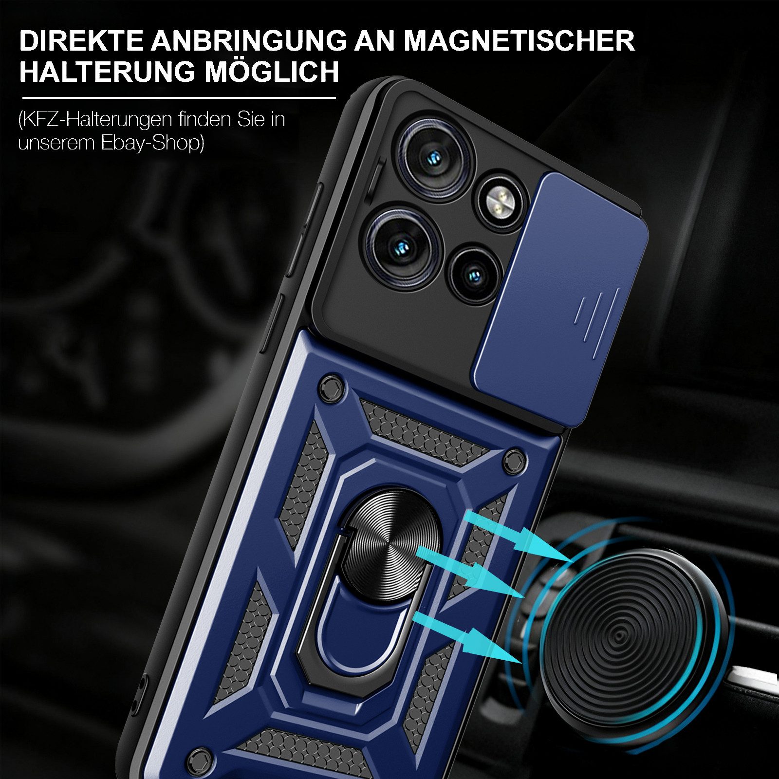 betterfon Handyhülle für Motorola Edge 50 Neo Hülle Schutzhülle mit Kameraschutz, Outdoorhülle mit Ringhalter, Silikonkern & präziser Passform