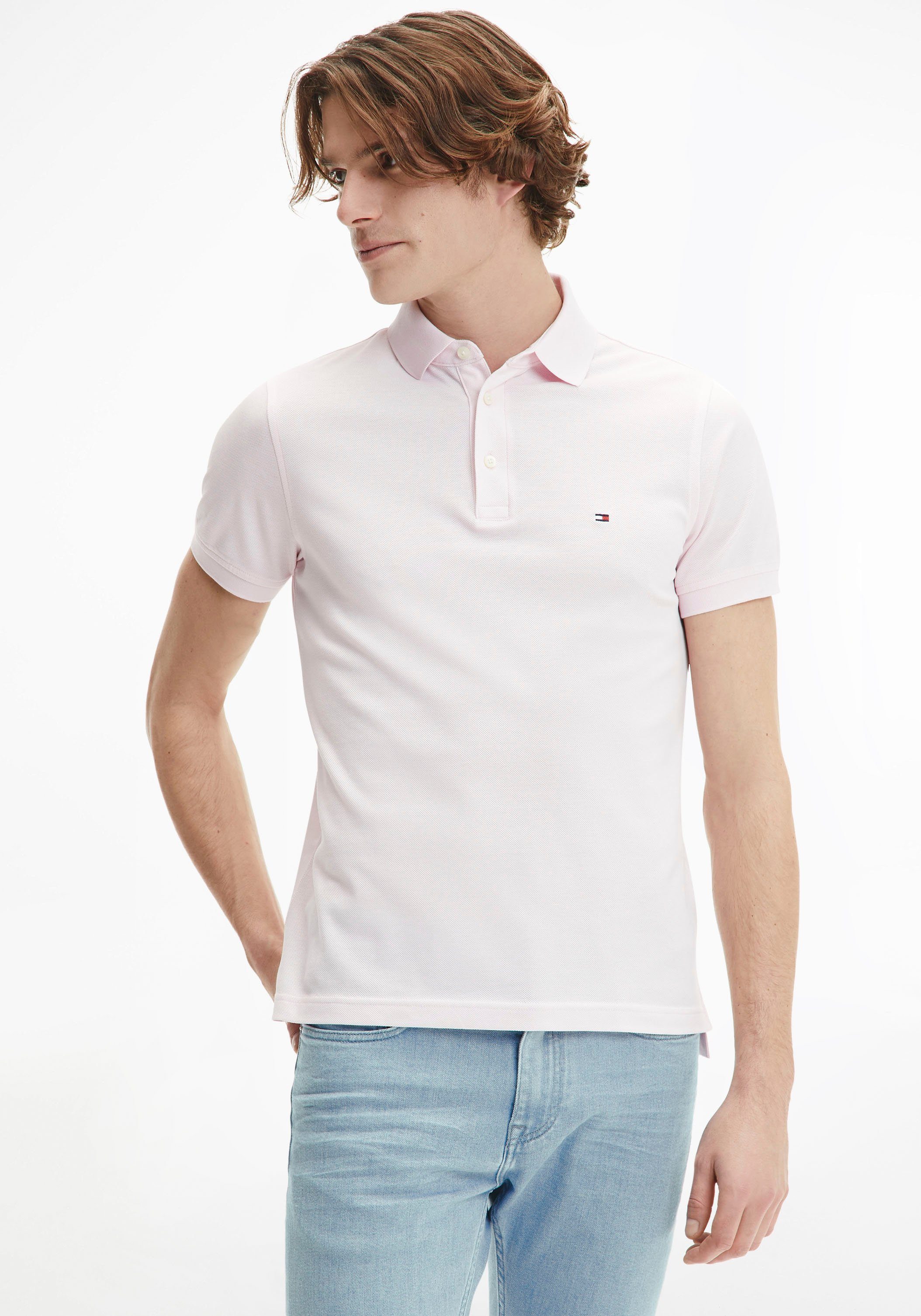 Tommy Hilfiger Poloshirt 1985 SLIM POLO mit Logostickerei light pink