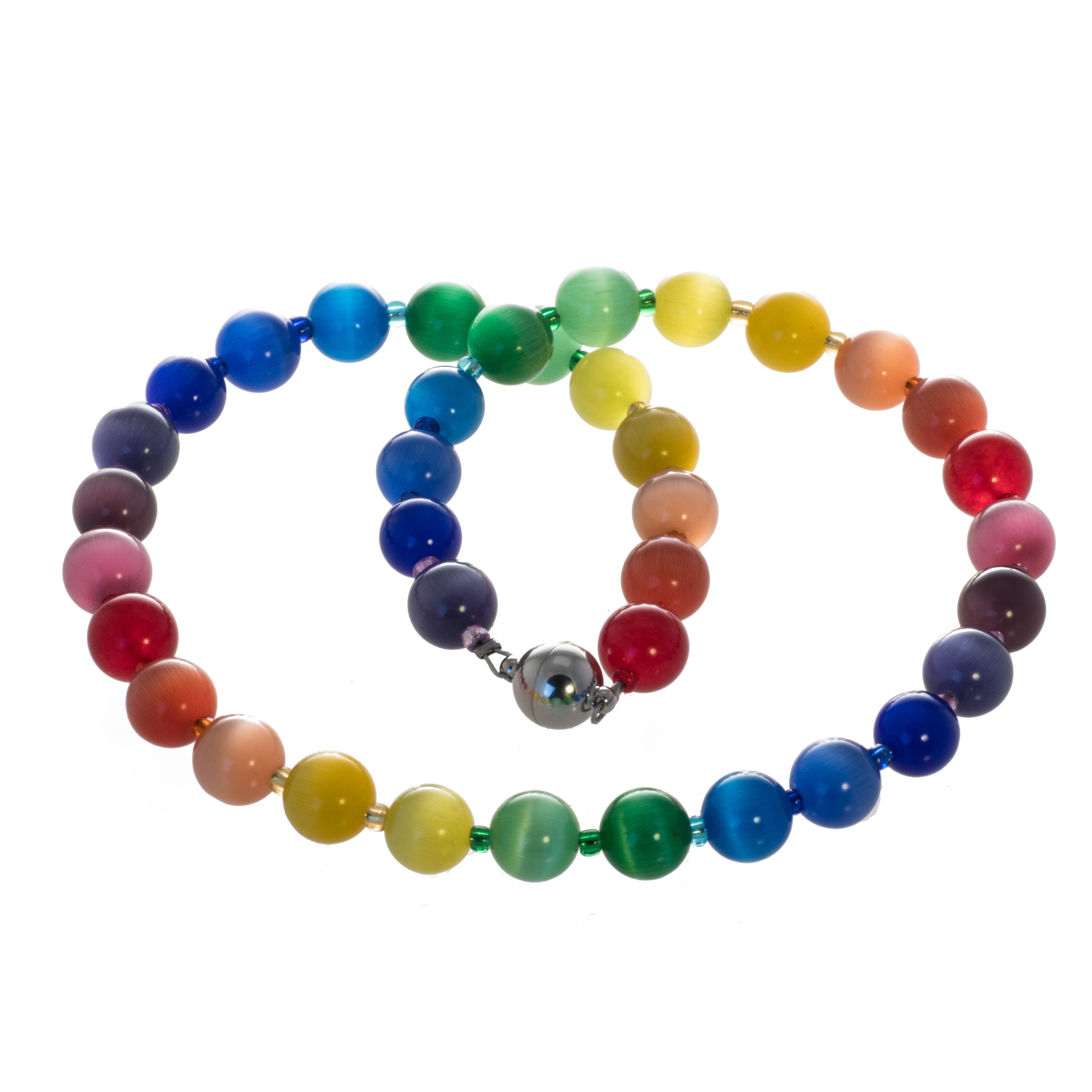 Bella Carina Perlenkette Regenbogen Kette mit Katzen Augen Glas Perlen, Reg günstig online kaufen
