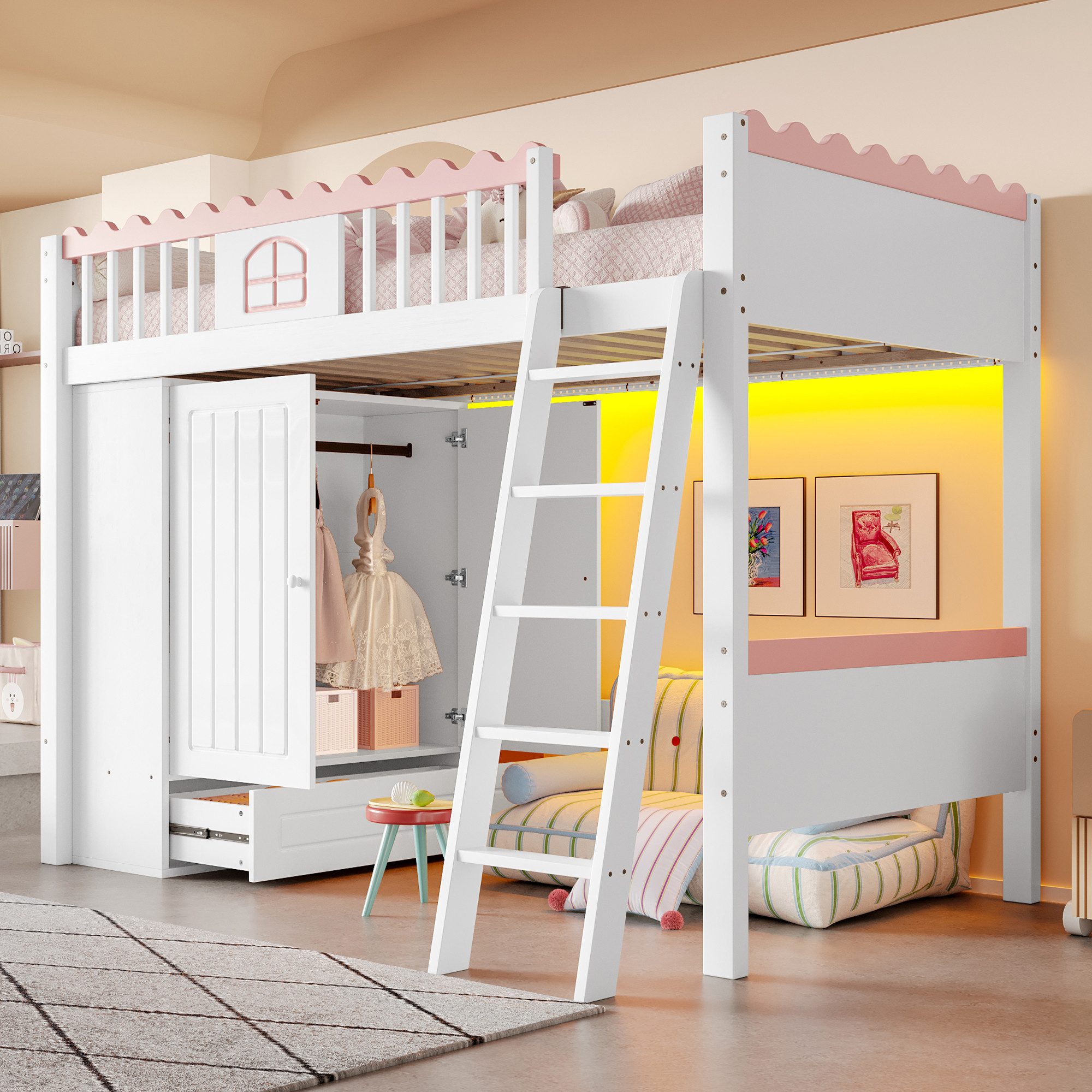 Flieks Hochbett Kinderbett Einzelbett 90x200cm mit günstig online kaufen
