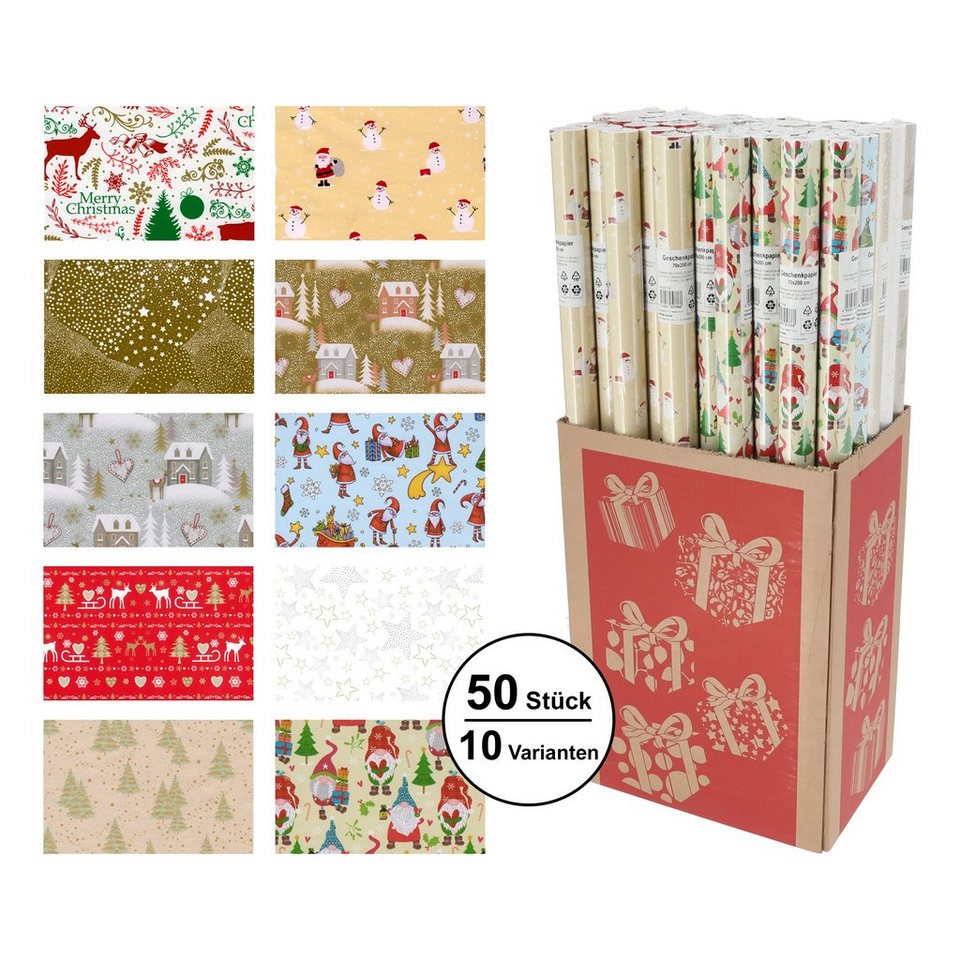Thumbnail - Annastore Geschenkpapier 10 Rollen Geschenkpapier Weihnachten Weihnachtspapier, Weihnachtsverpackung