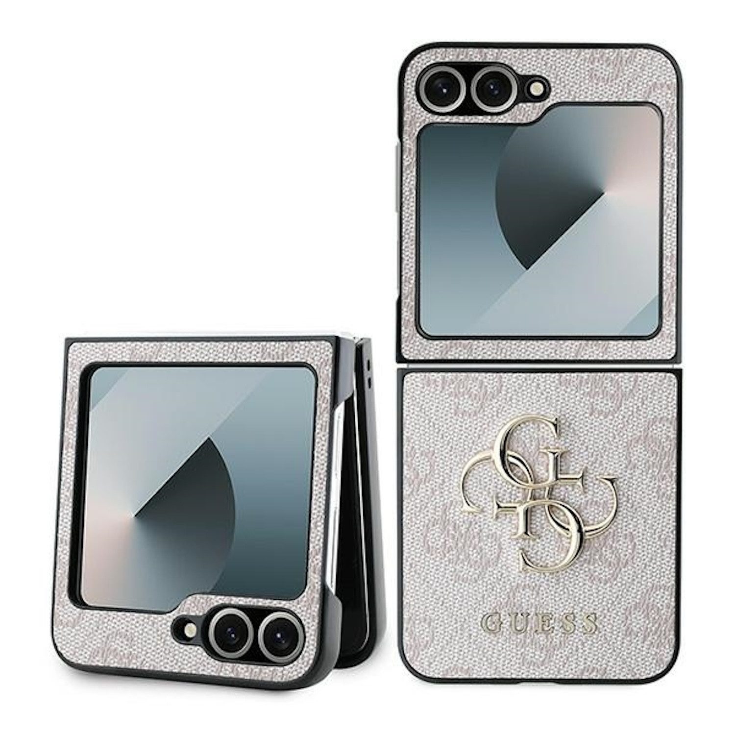 Guess Smartphone-Hülle GUESS Samsung Galaxy Z Flip6 Hülle Leder 4G Metal Logo Design Rosa