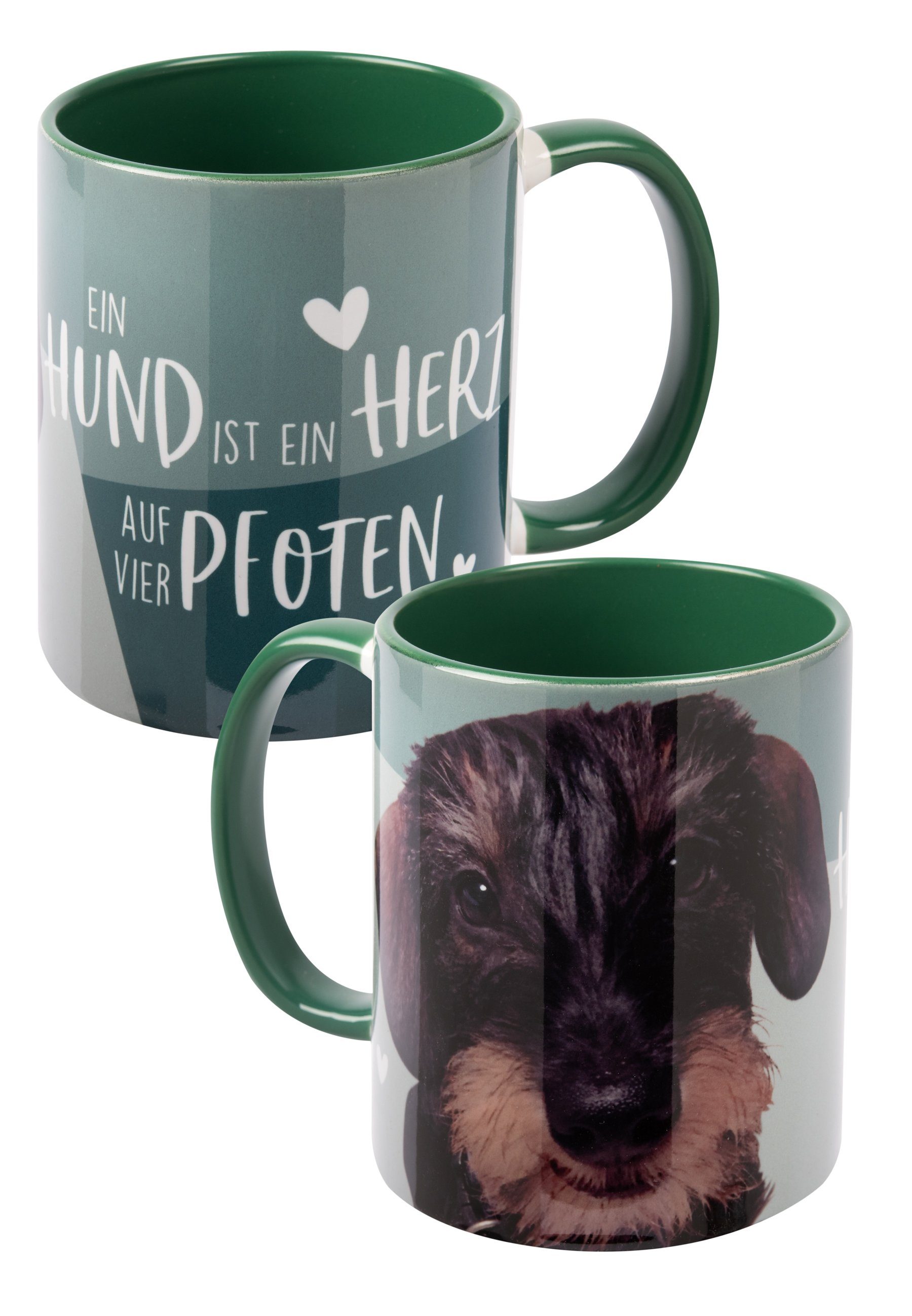 United Labels® Tasse Hunde Tasse - Dackel Ein Hund ist ein Herz auf vier Pfoten Grün, Keramik