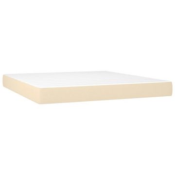 vidaXL Bettgestell Boxspringbett mit Matratze LED Creme 180x200 cm Stoff Bett Bettgestel