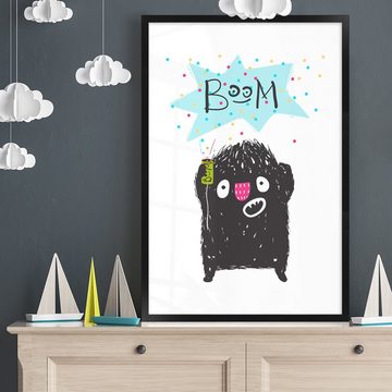 WANDStyle Bild mit Rahmen Monsterparty, süßes Poster fürs Kinderzimmer