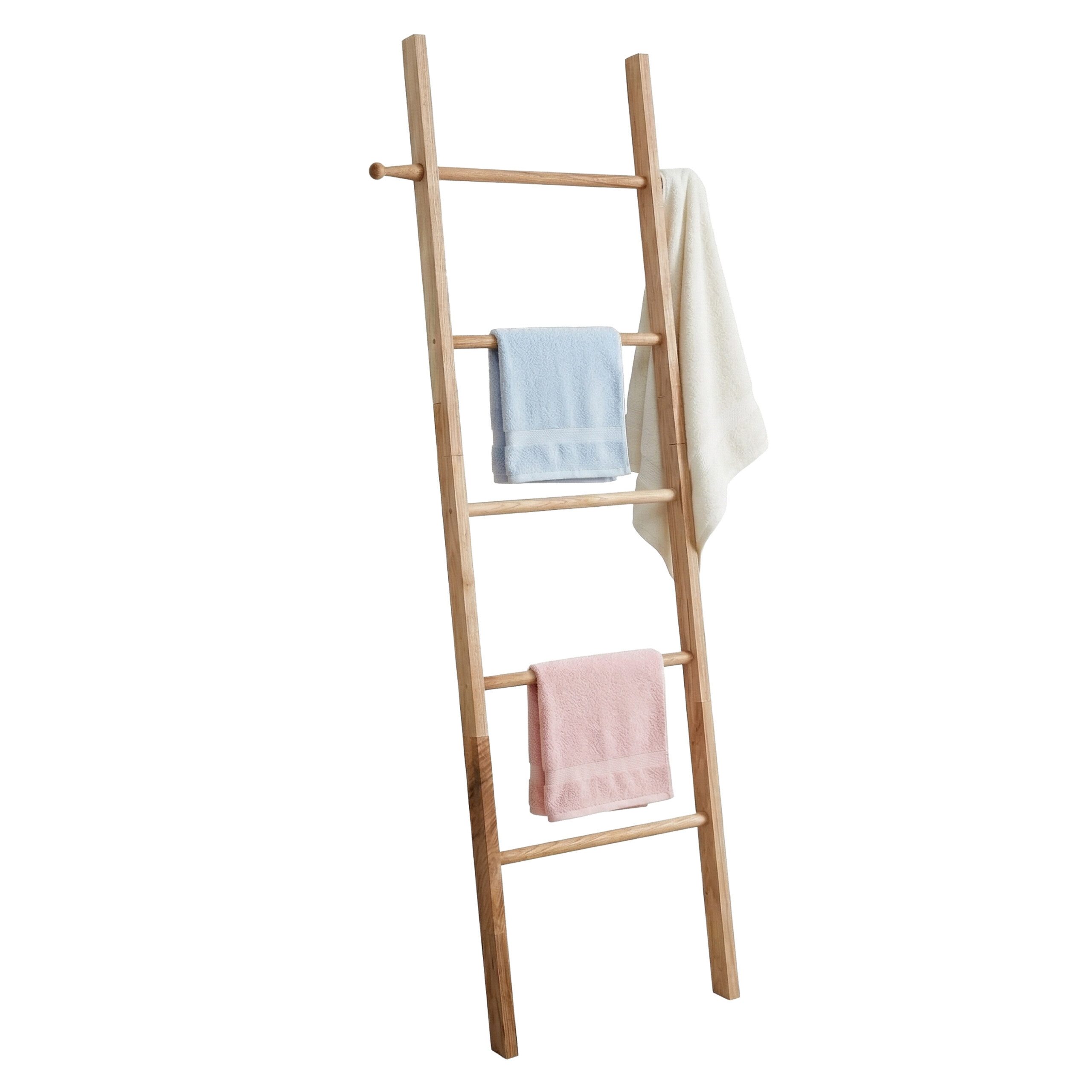 relaxdays Handtuchleiter Walnussholz 5 Sprosse