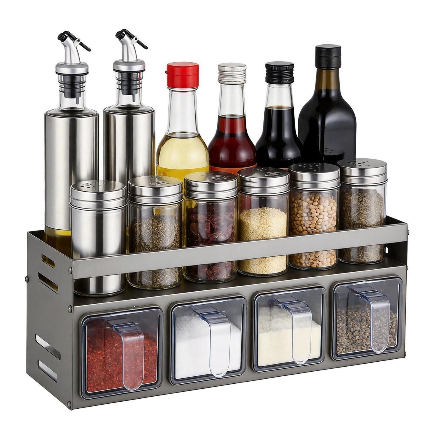 LuxusKollektion Gewürzregal Wandmontiertes Gewürzregal mit 4 Boxen, 1-tlg.