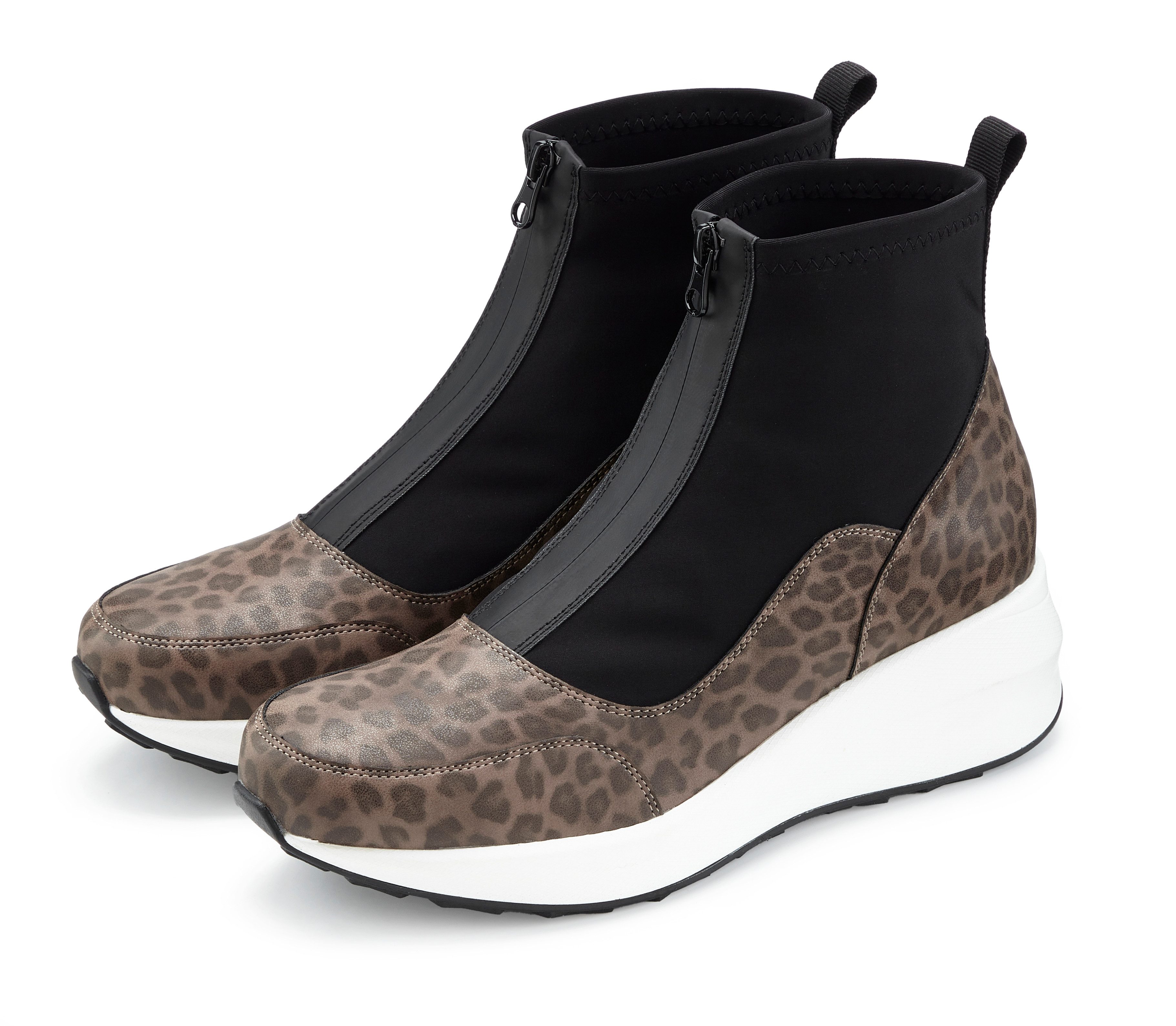 LASCANA Sneaker, Keilstiefelette, Freizeitschuh Stiefelette NEU mit innenliegendem Keilabsatz und Frontreißverschluss VEGAN