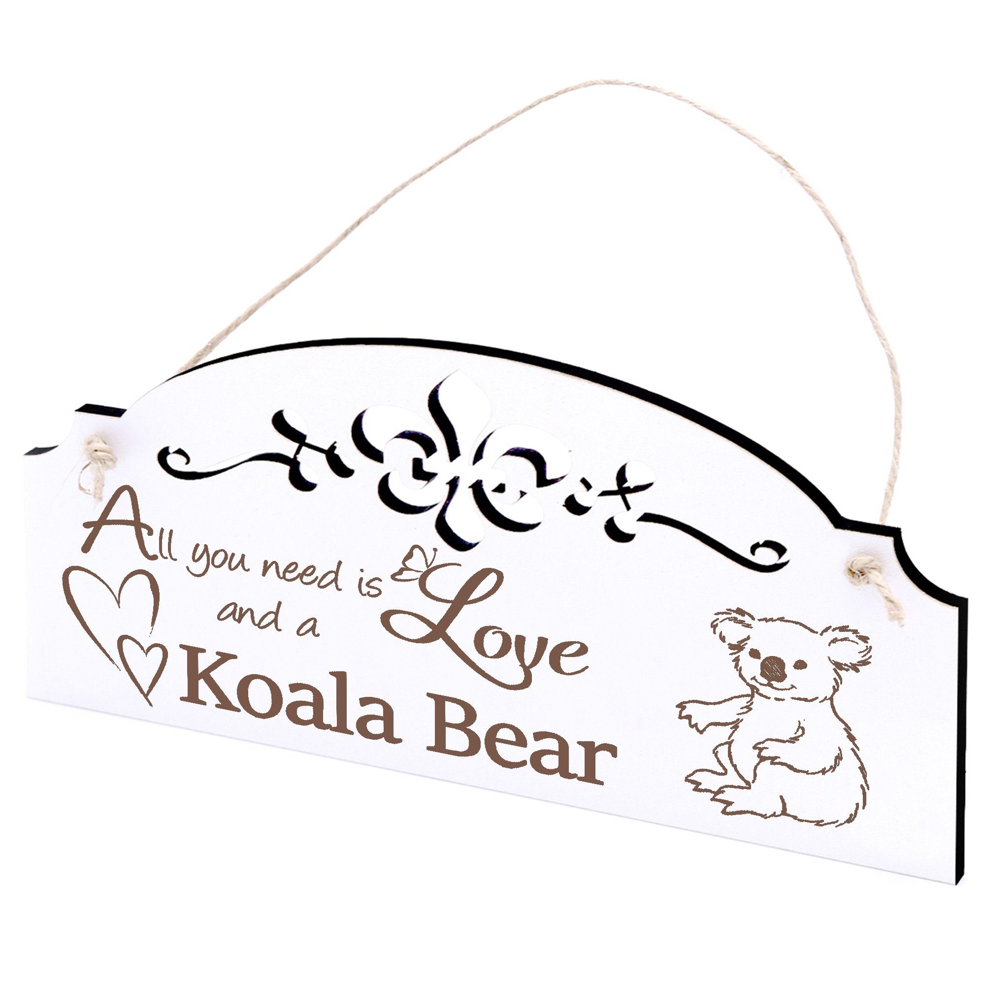 Dekolando Hängedekoration sitzender Koala Deko 20x10cm All you need is Love