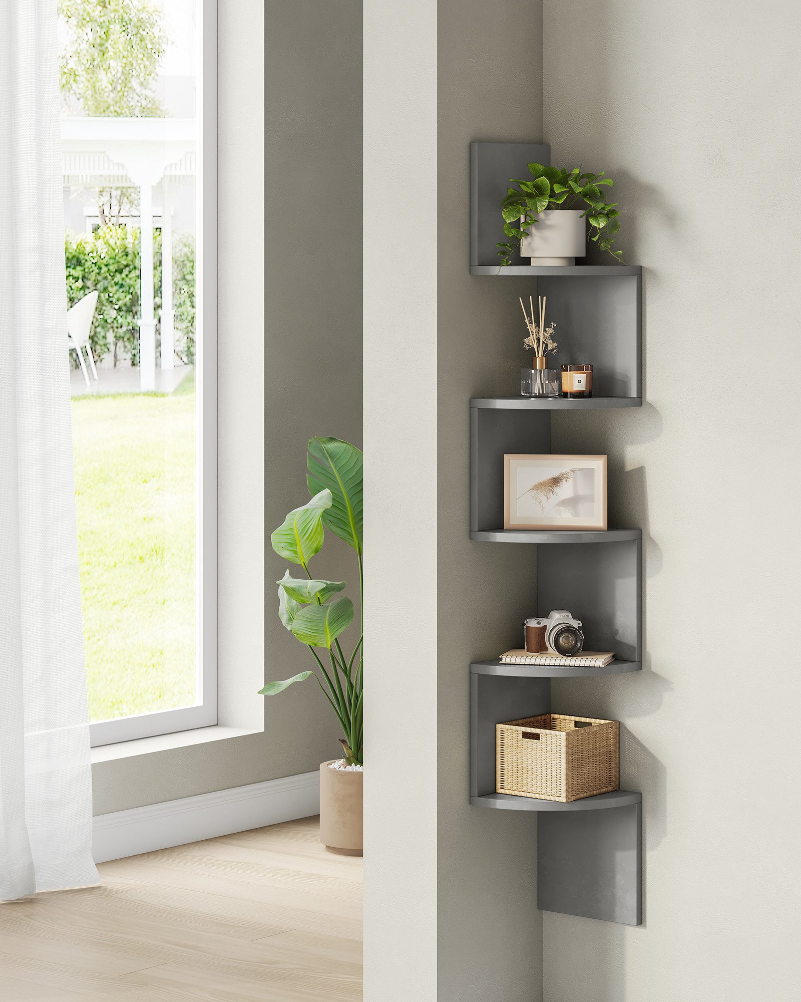 Eckregale 5er Set – Schweberegale Für Die Wand, Platzsparend, Ideal Für Ecken In Wohnzimmer, Bad Oder Flur