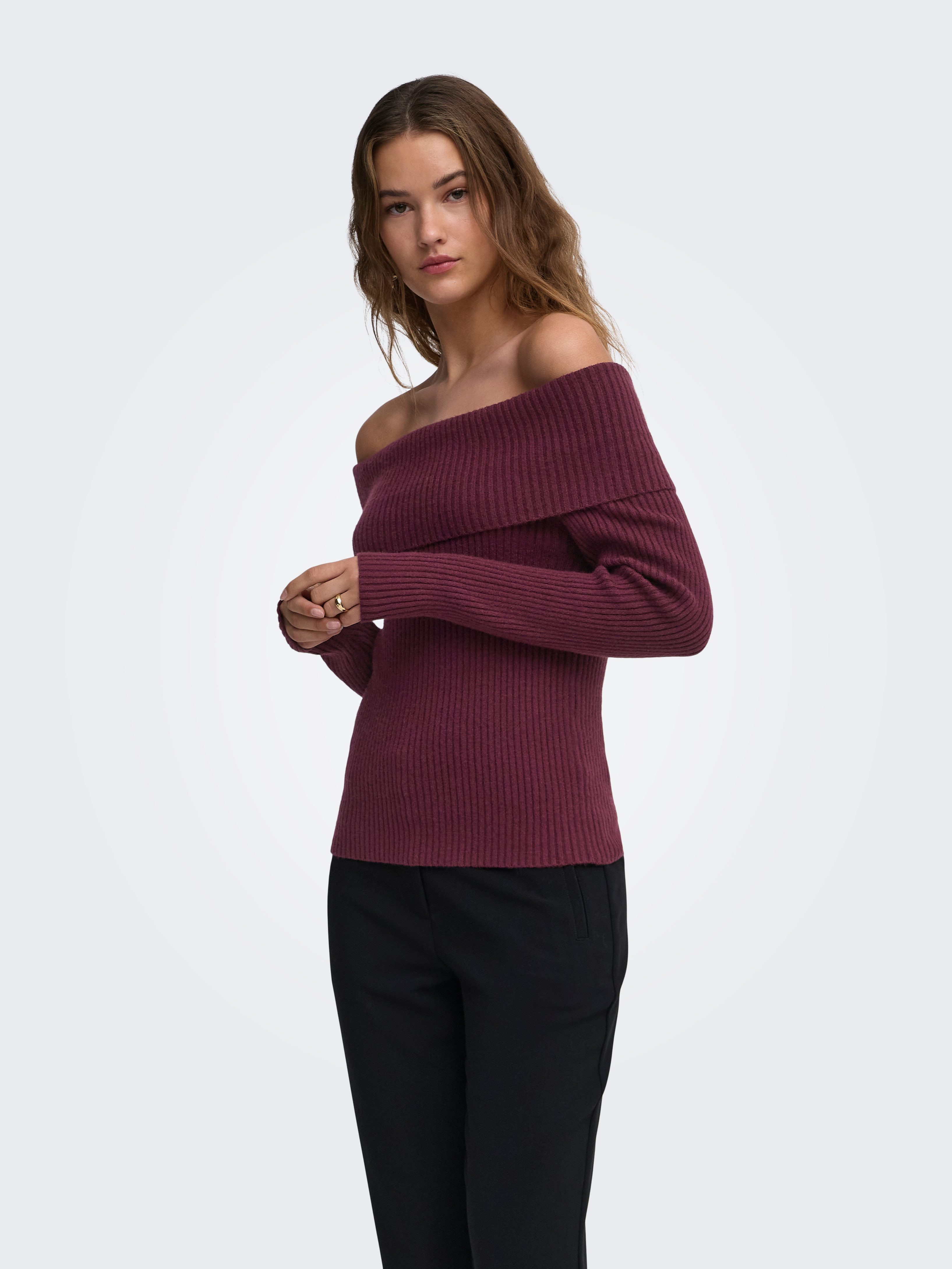 ONLY Strickpullover ONLKATIA LIFE LS OFF SHOULDER KNT NOOS Viskosemischung, regular fit