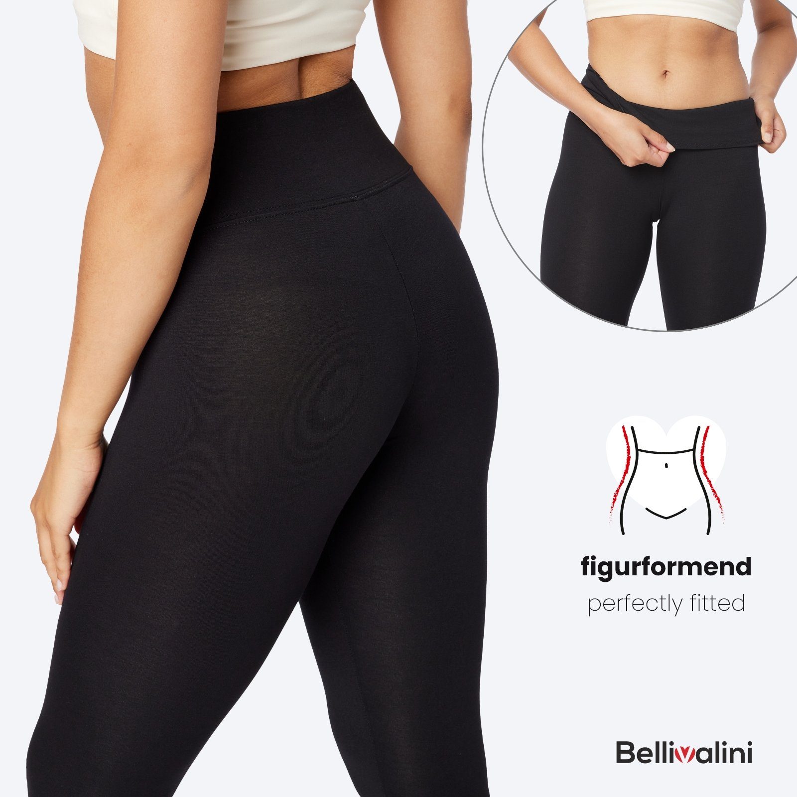 Bellivalini Highwaist Leggings Damen Lange Leggings High Waist Slim aus Viskose für Yoga BLV50-292 (1-tlg) elastischer Bund