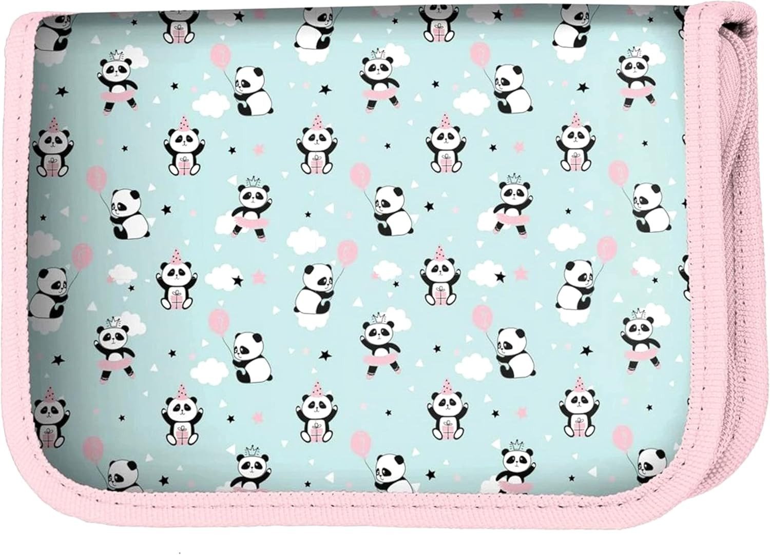 GOLDKIDS Federmäppchen Federtasche Panda Federmappe 22-teilig, (gefüllte Schüleretui Stifte und Pinsel, 1-tlg., inkl. Aufgabenheft Federbox Etui), Stiftetasche Schlamper-Etui Schul-Etui