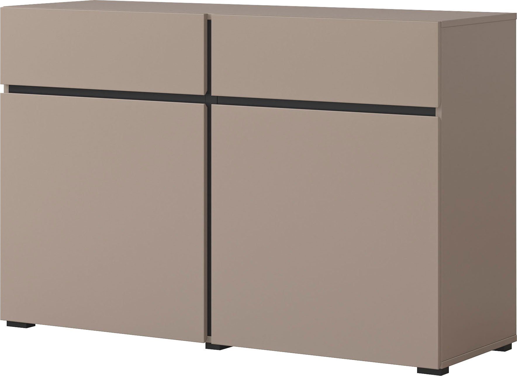 OTTO home Sideboard Cross,Breite 119,5 cm, moderne grifflose Kommode,2 Türen/2 Schubkästen, Schubladenschrank,Anrichte mit viel Stauraum, Einlegeböden verstellbar