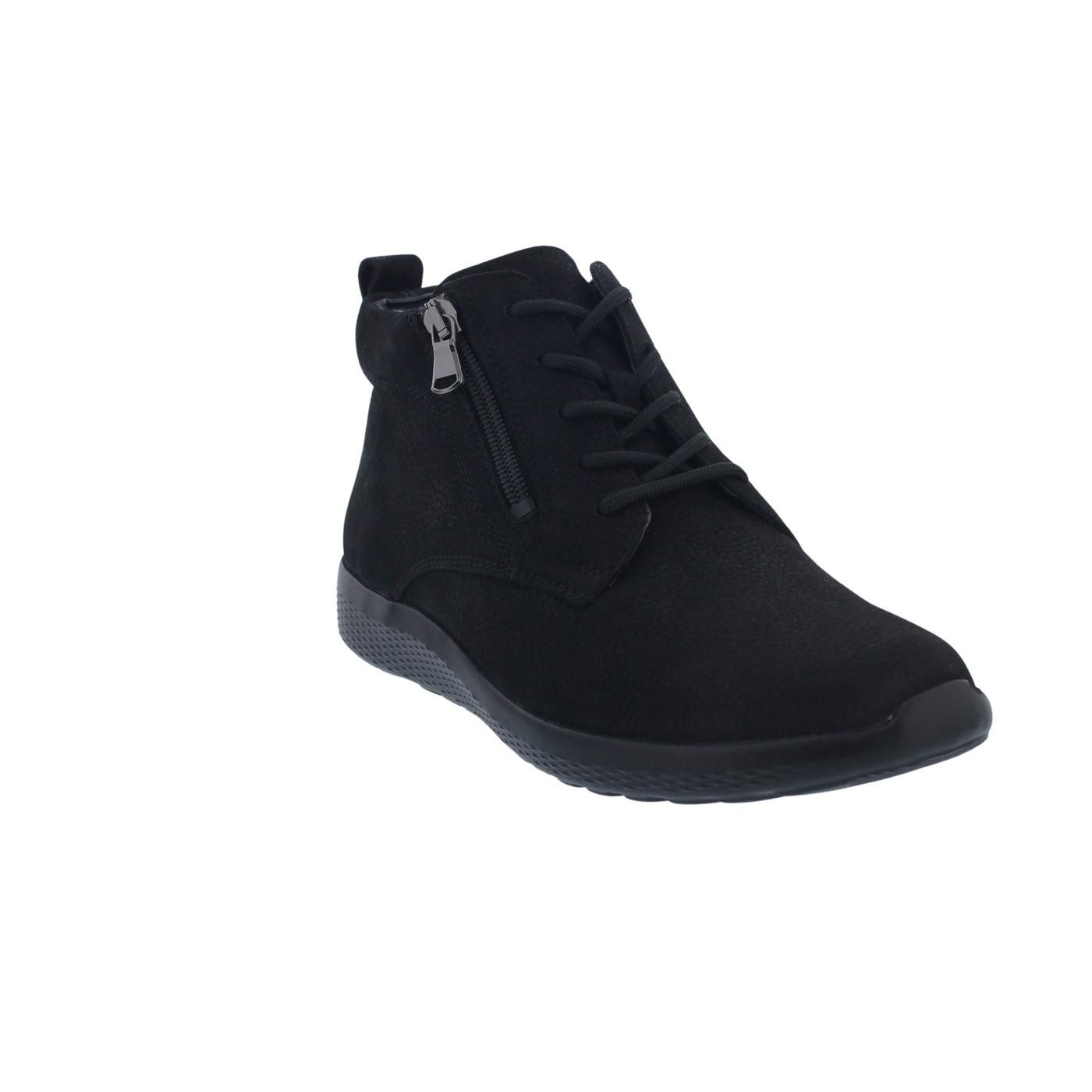 Waldläufer Waldläufer Stiefelette K-Ira 634801-165-001, Nubukleder, Schwarz, Weit Schnürstiefel
