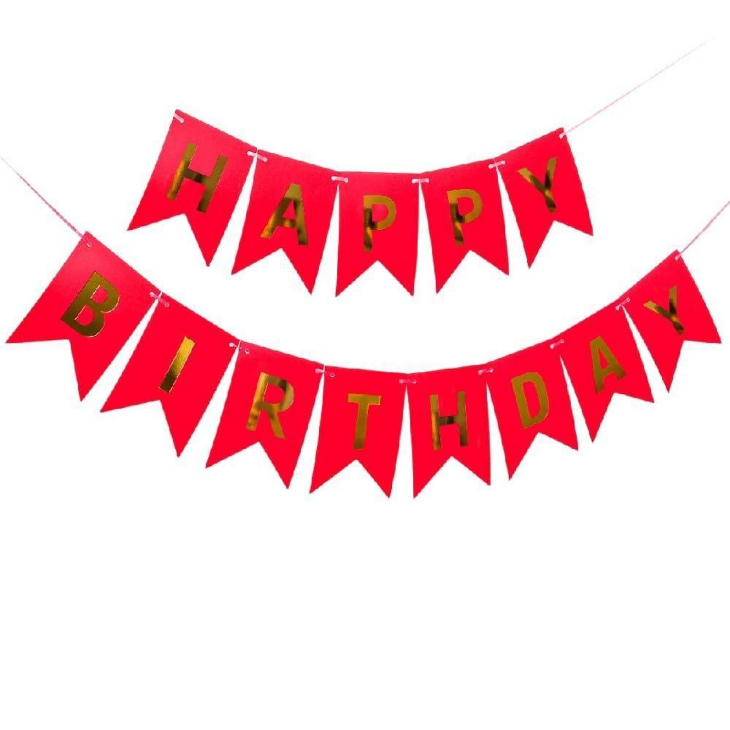 LuxusKollektion Wimpelkette Rotes Geburtstagsbanner Goldfolie Wiederverwendbar