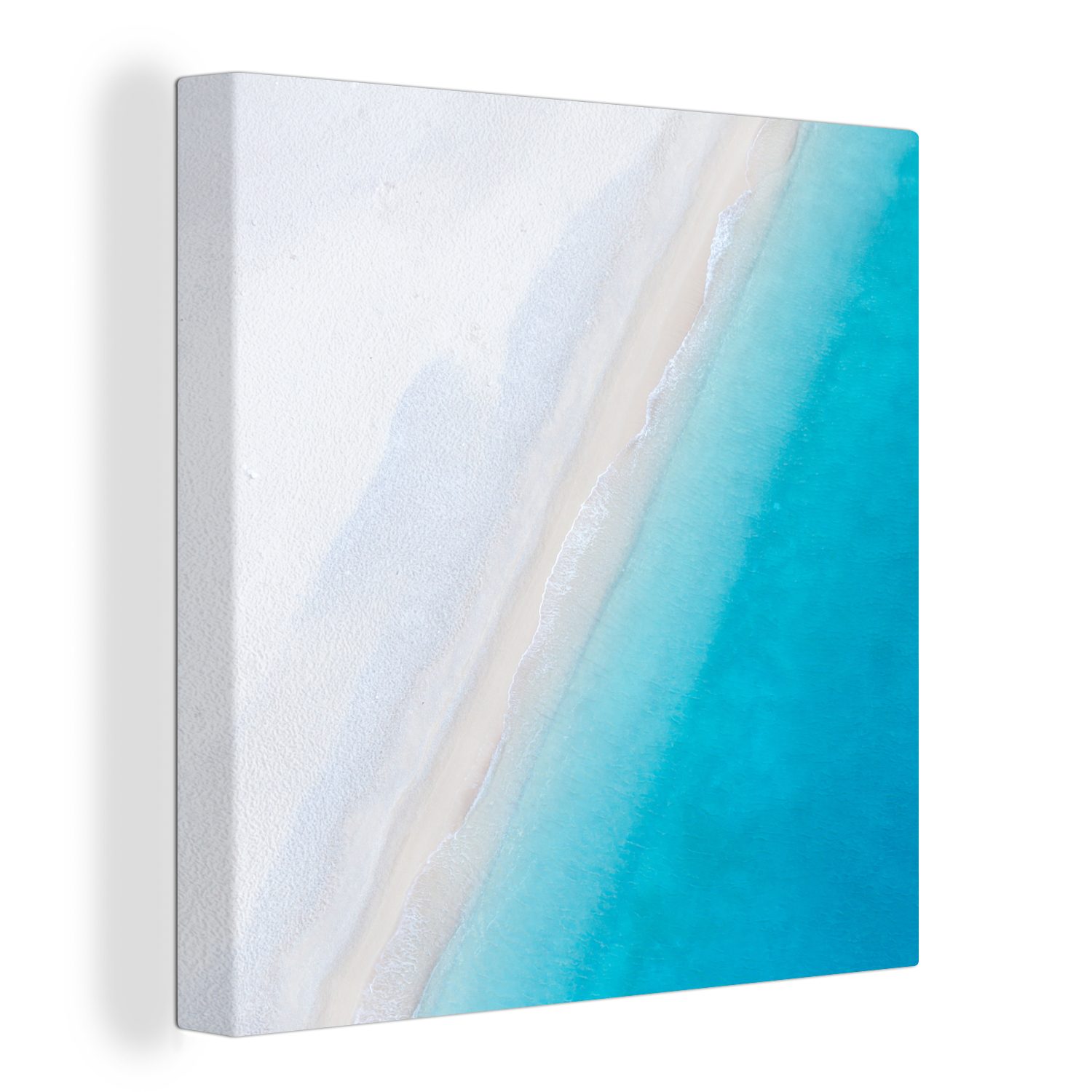 OneMillionCanvasses® Leinwandbild Strand - Meer - Blau, (1 St), Leinwand Bilder für Wohnzimmer Schlafzimmer