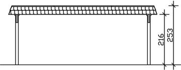 Skanholz Doppelcarport Wendland, BxT: 630x879 cm, 216 cm Einfahrtshöhe, 630x879cm mit EPDM-Dach, rote Blende