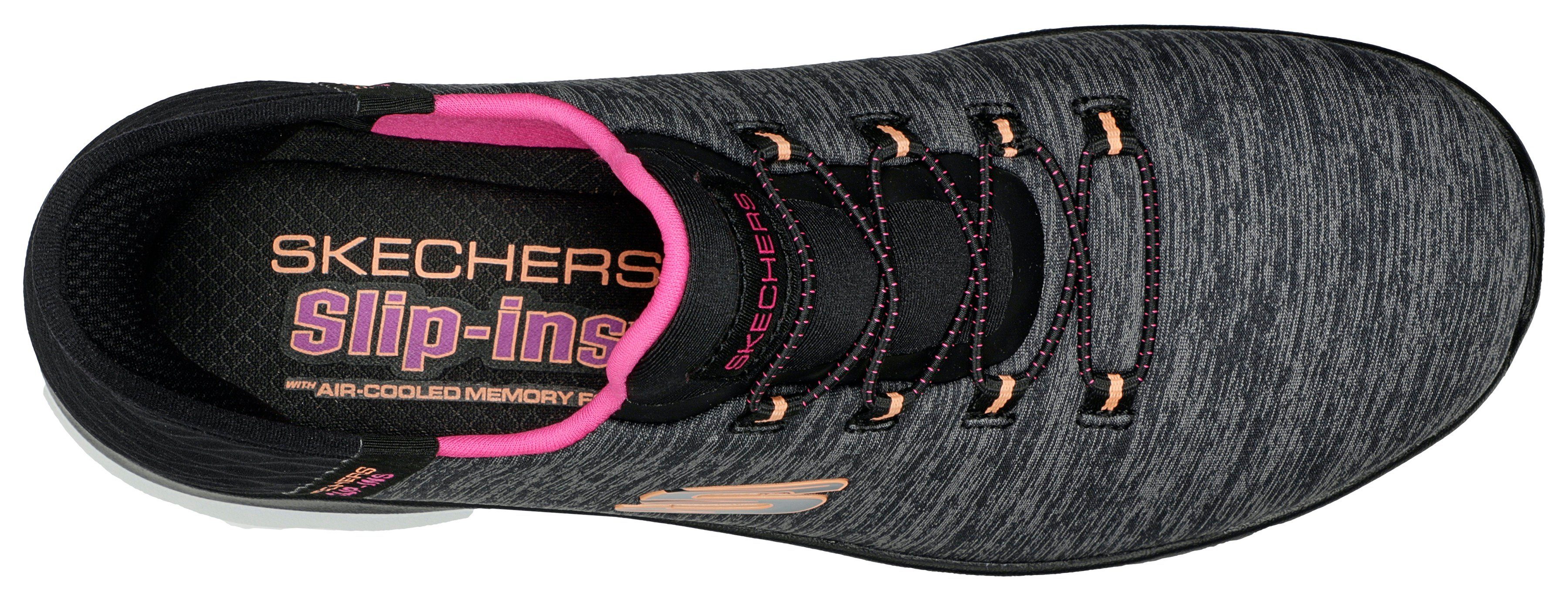 HAZE SUMMITS Slip-On Sneaker Skechers dezenten DAZZLING schwarz-meliert Kontrastdetails mit
