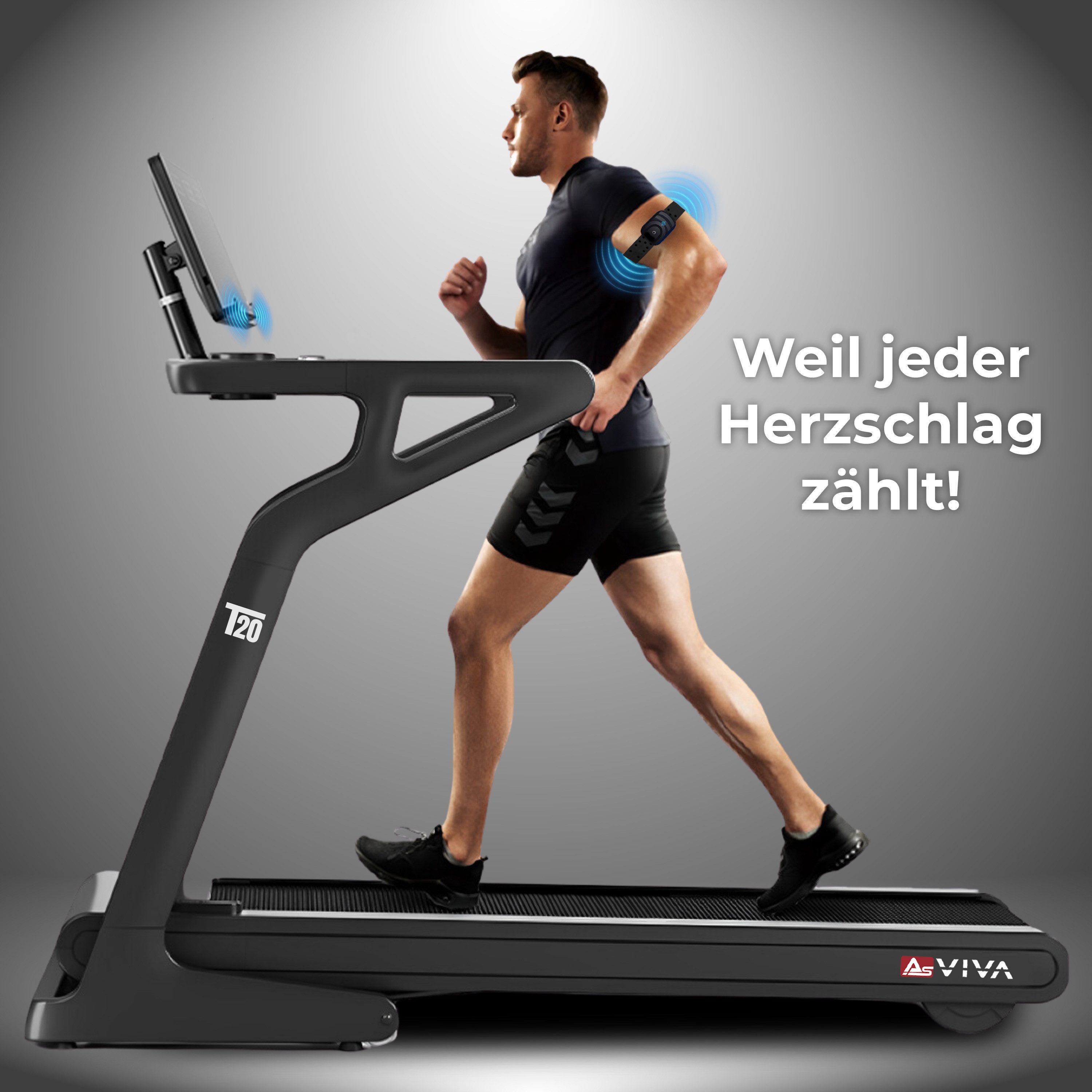 AsVIVA Pulsuhr AWS01 (AWS01 Pulsmesser, Ladekabel, Bedienungsanleitung), Wasserdicht, Bluetooth, 20h Akkulaufzeit, präziser Sensor