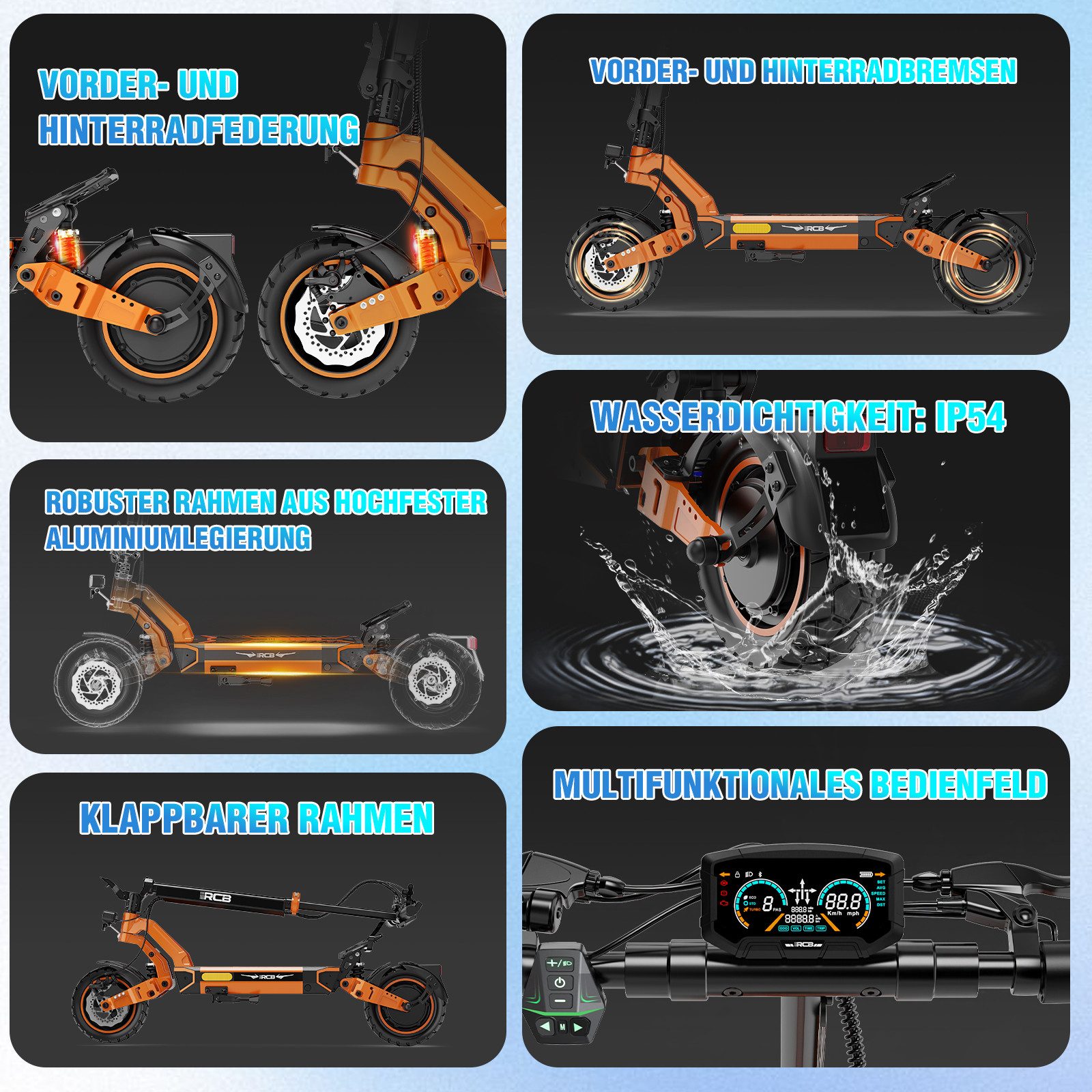 RCB E-Scooter D7/D7 PRO ABE (Ultra), NFC/Blinker/APP, 90-120KM Reichweite, 500,00 W, 20 km/h, Maximale Leistung: 1600 W, 26% Steigung