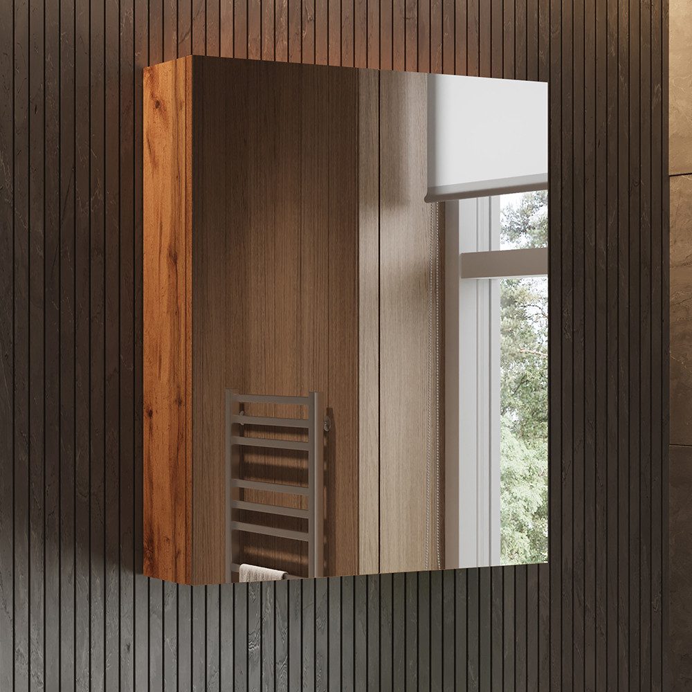 Vicco Badezimmerspiegelschrank Lotta, Eiche, 59.7 x 73.2 cm mit 2 Türen (1-St)