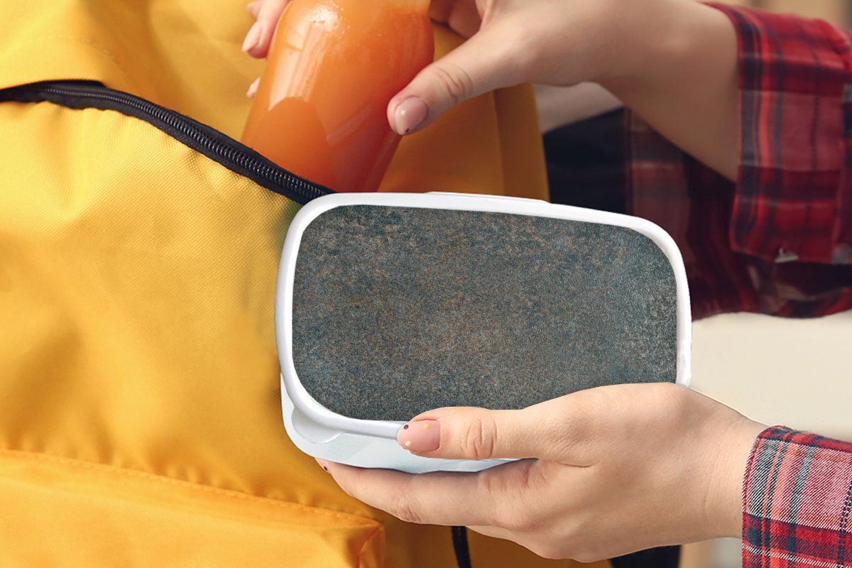 Kunststoff, - MuchoWow weiß Kinder Grau Lunchbox Stein für - Brotbox für und Brotdose, Beton Vintage, - Erwachsene, Mädchen (2-tlg), Jungs und
