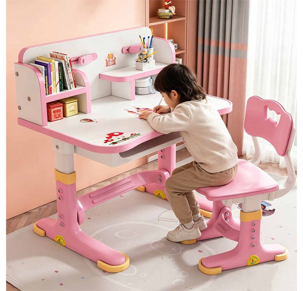 TUWENA Kinderschreibtisch Kinderschreibtischstuhl-Set,Höheverstellbar Studiertisch Ergonomischer