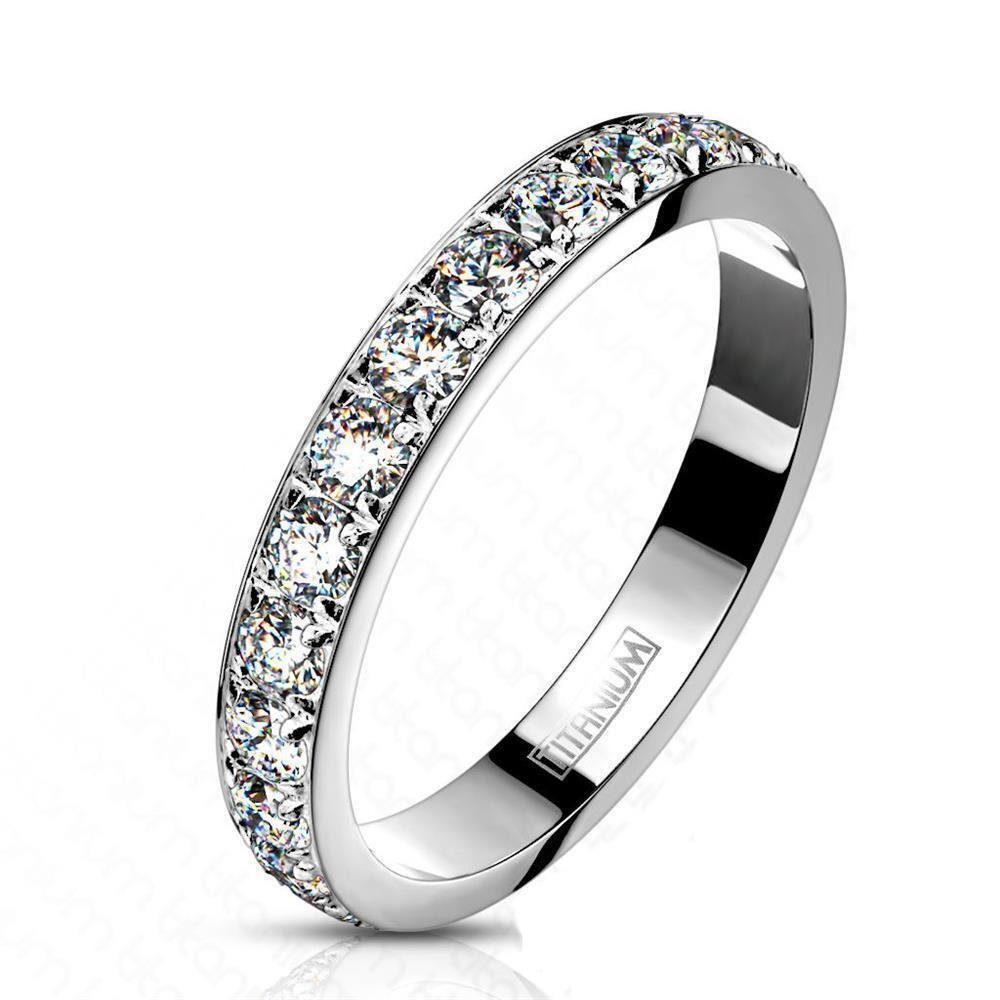 BUNGSA Fingerring 54 (17.2) schmaler Titan-Ring Multikristall in silber aus Titanium (Ring)