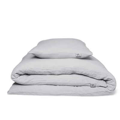 Bettwäsche Musselin-Bettwäsche "Eliane" • Light Grey, hutch&putch, Baumwolle, aus 100% Bio-Baumwolle, mit hochwertigem Reißverschluss