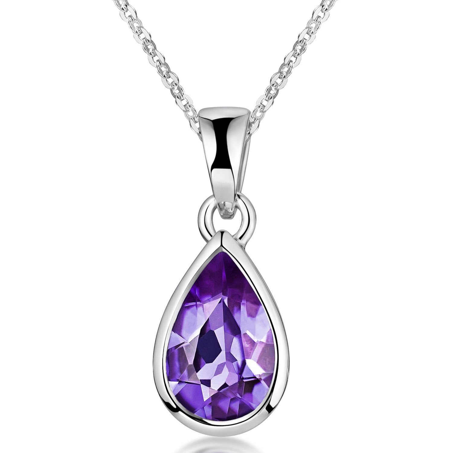 Materia Kettenanhänger Tropfen Amethyst Edelstein Lila KA-274, 925 Sterling günstig online kaufen