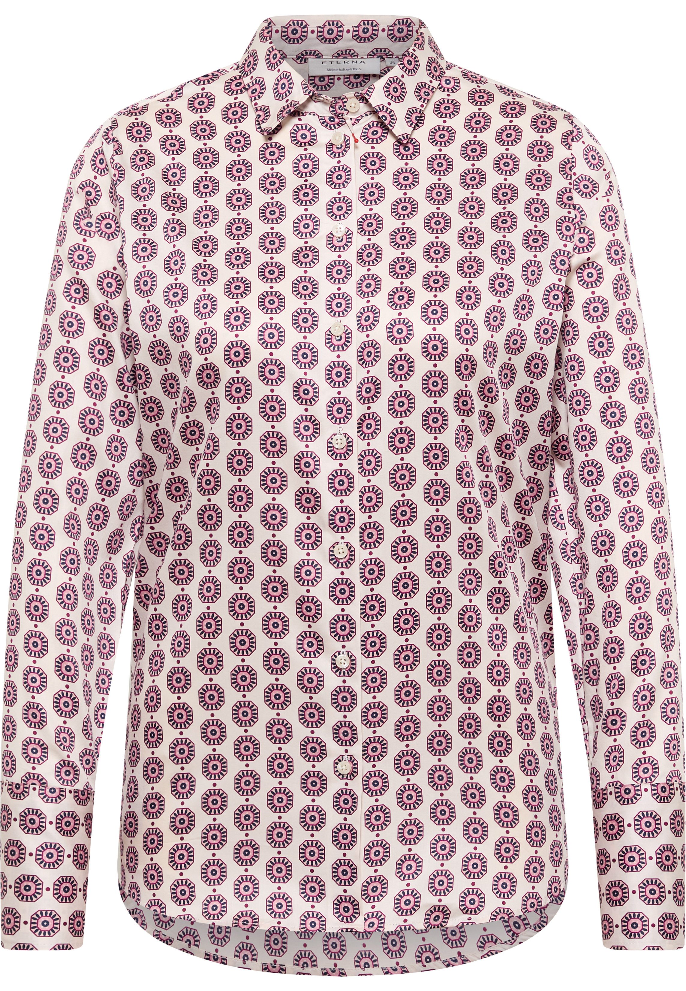 Eterna Blusentop ETERNA REGULAR FIT Langarm Bluse rosa bedruckt satin 7876-53-D247