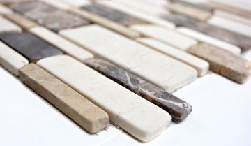 Mosani Bodenfliese Mosaik Marmor Naturstein beige braun creme Brickmosaik Küche