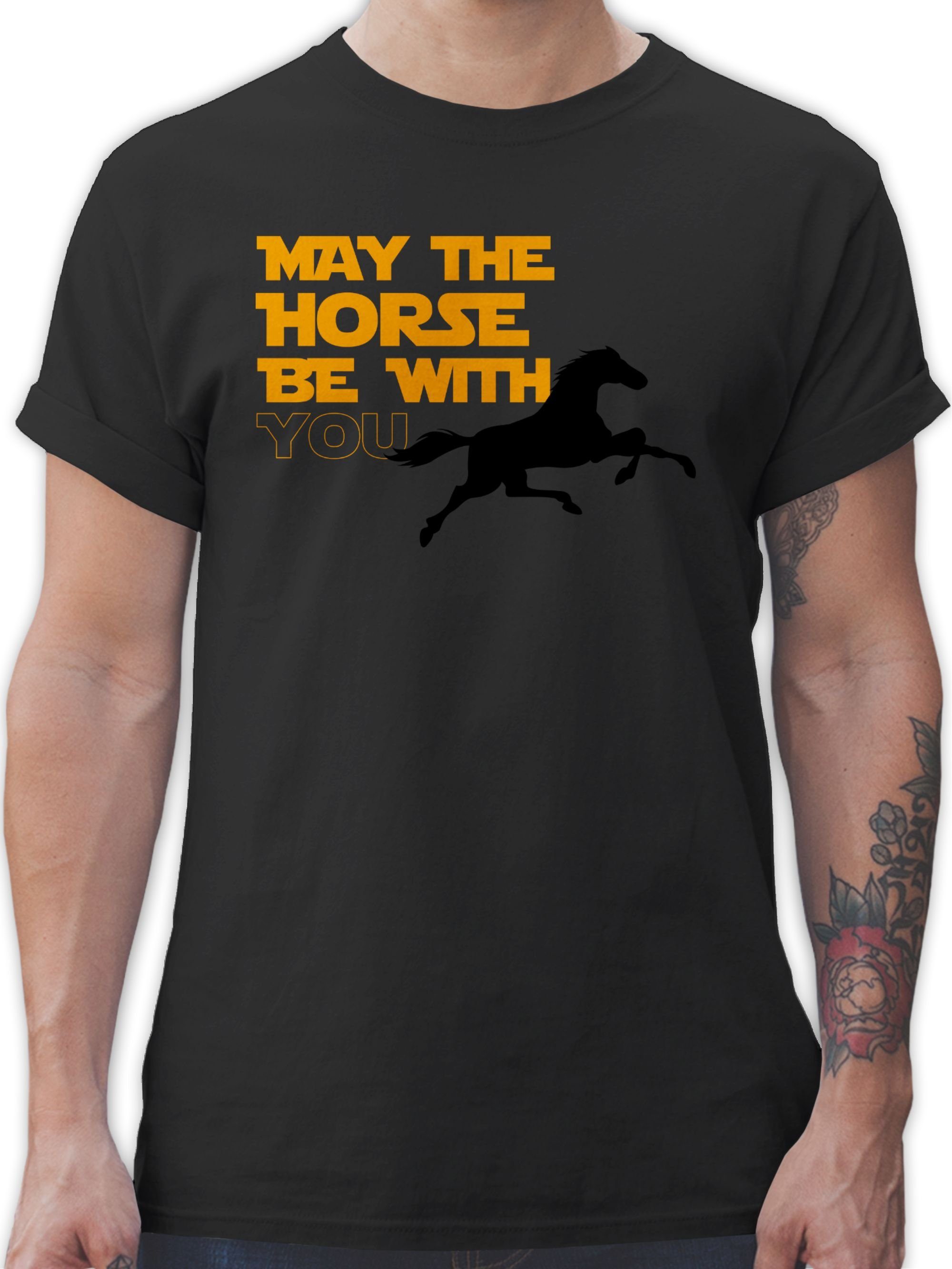 Shirtracer T-Shirt May the horse be with you Pferd 2 Schwarz