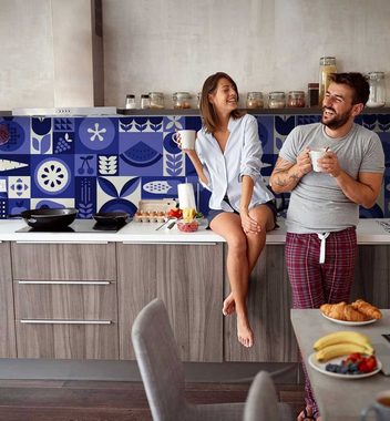 MyMaxxi Dekorationsfolie Küchenrückwand Lebensmittel blau selbstklebend Spritzschutz Folie