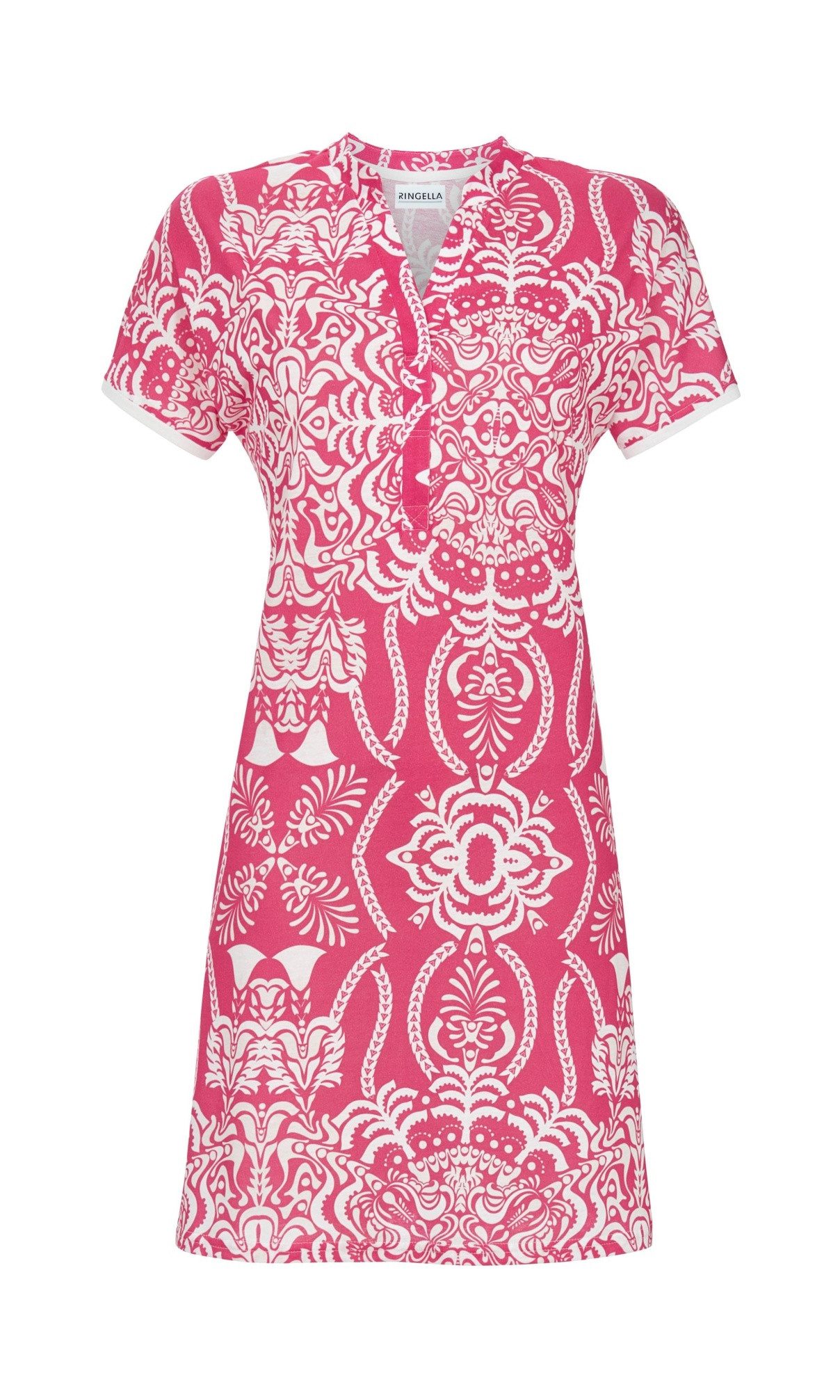 Ringella Tunikakleid mit weissem Ornamentprint auf farbigem Fond und Splitn günstig online kaufen