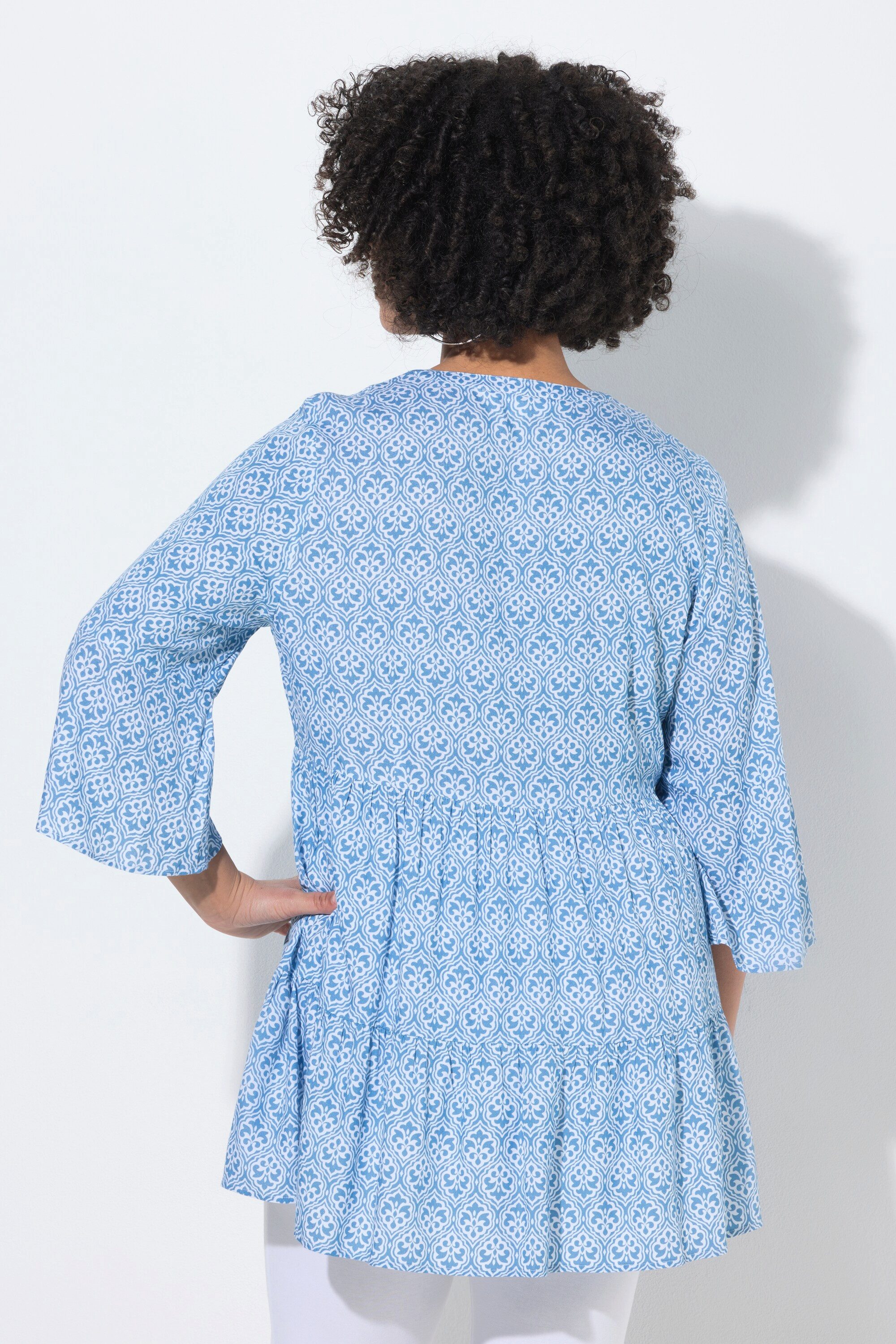 Angel of Style Tunika Longtunika A-Linie Ornament-Muster 3/4-Ärmel