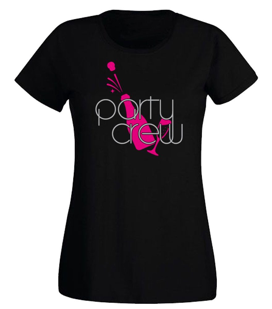 G-graphics T-Shirt Damen T-Shirt - Party Crew perfekt für den nächsten Mädels- & Partyabend, mit trendigem Frontprint, Slim-fit, Aufdruck auf der Vorderseite, Spruch/Sprüche/Print/Motiv, für jung & alt