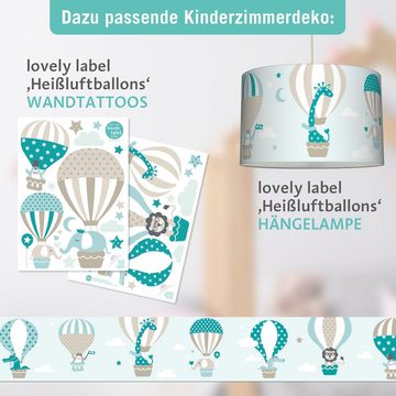 lovely label Bordüre Heißluftballons taupe/mint/petrol - Wanddeko Kinderzimmer, selbstklebend