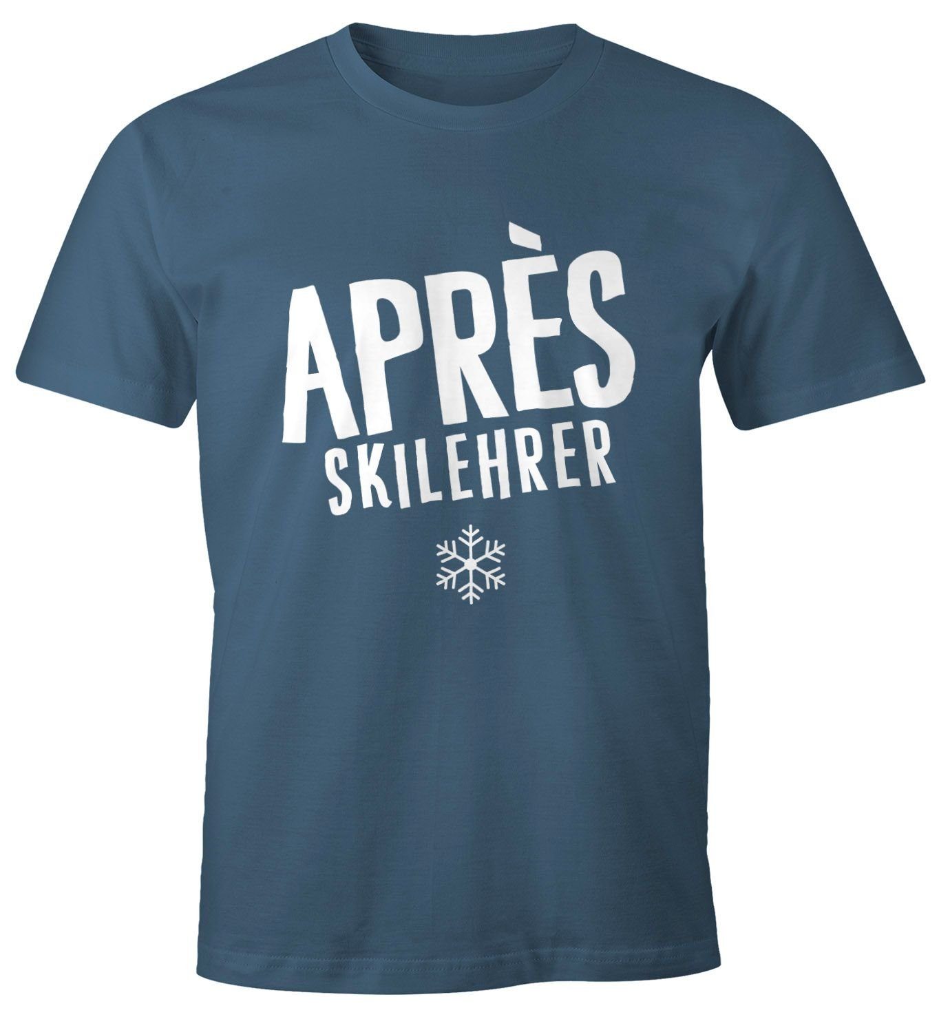 MoonWorks Print-Shirt Herren T-Shirt Moonworks® Apres-Ski blau Lehrer Fun-Shirt Print mit