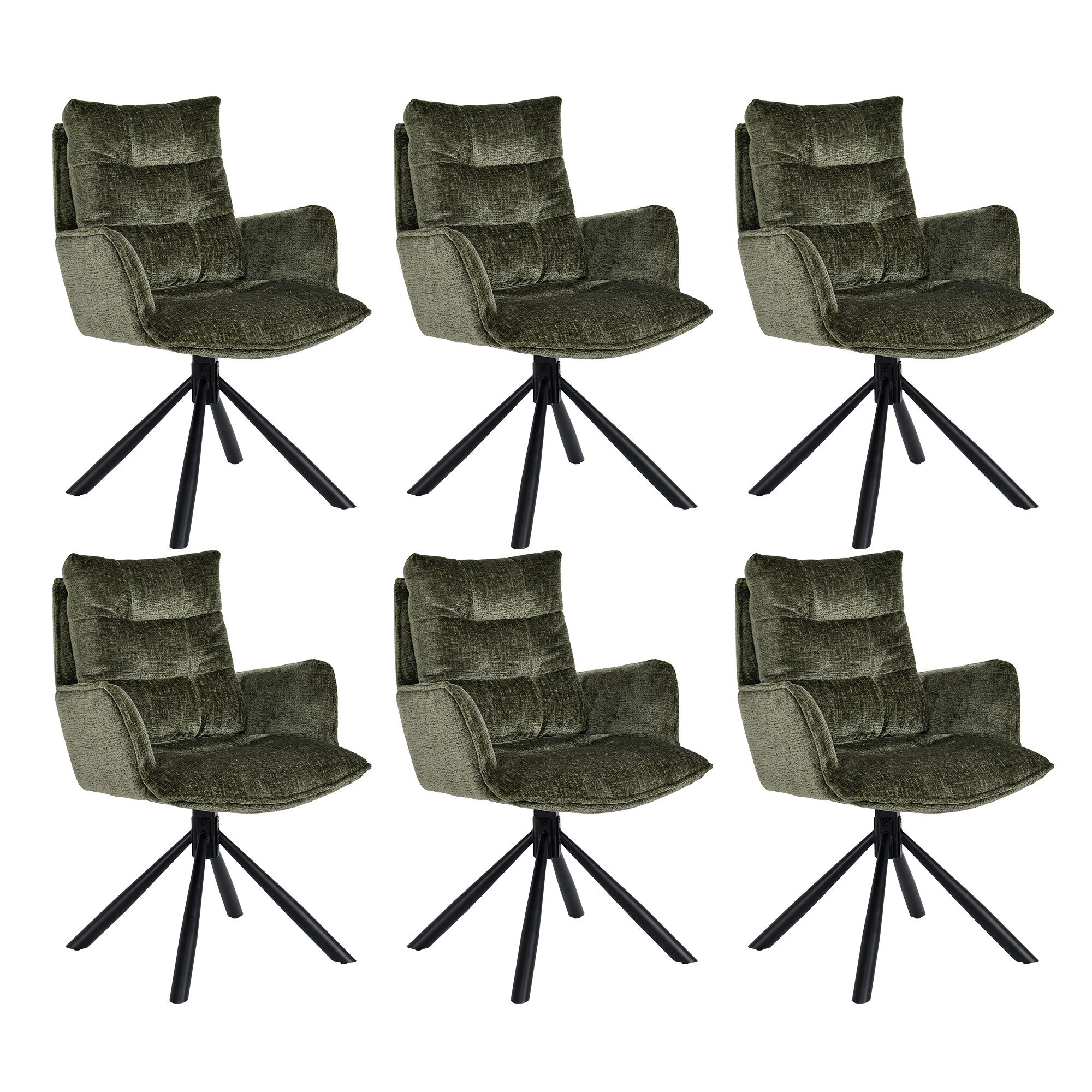 Duhome Esszimmerstuhl (8610A), 360° drehbar, Automatische Rückstellfunktion, Chenille-Stoff