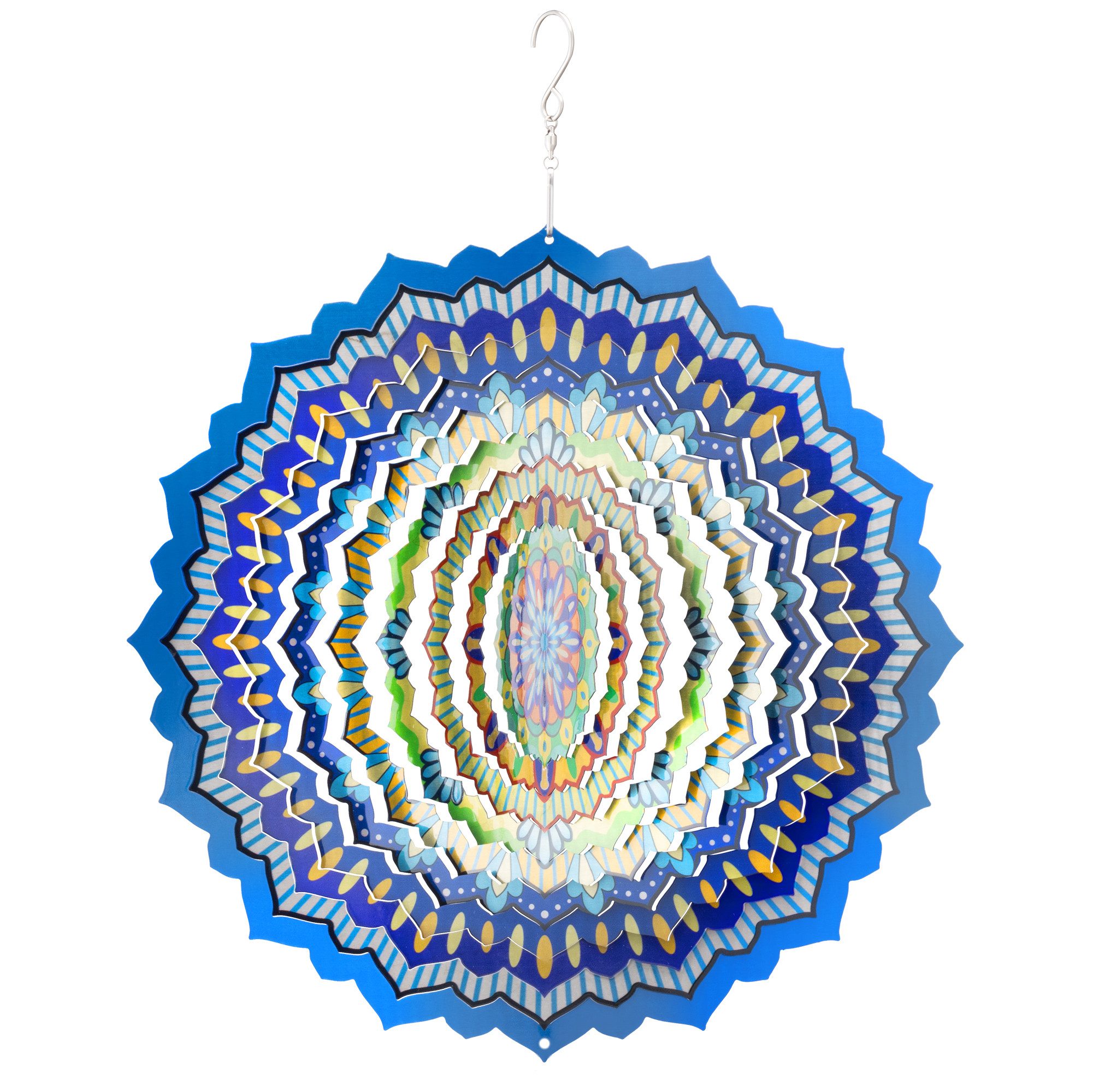 Navaris Windspiel Windspiel Draußen Ø30cm Garten Windspiel hängend Windrad aus Metall (1 St), Windspinner Gartendeko aus Edelstahl Verschiedene Designs