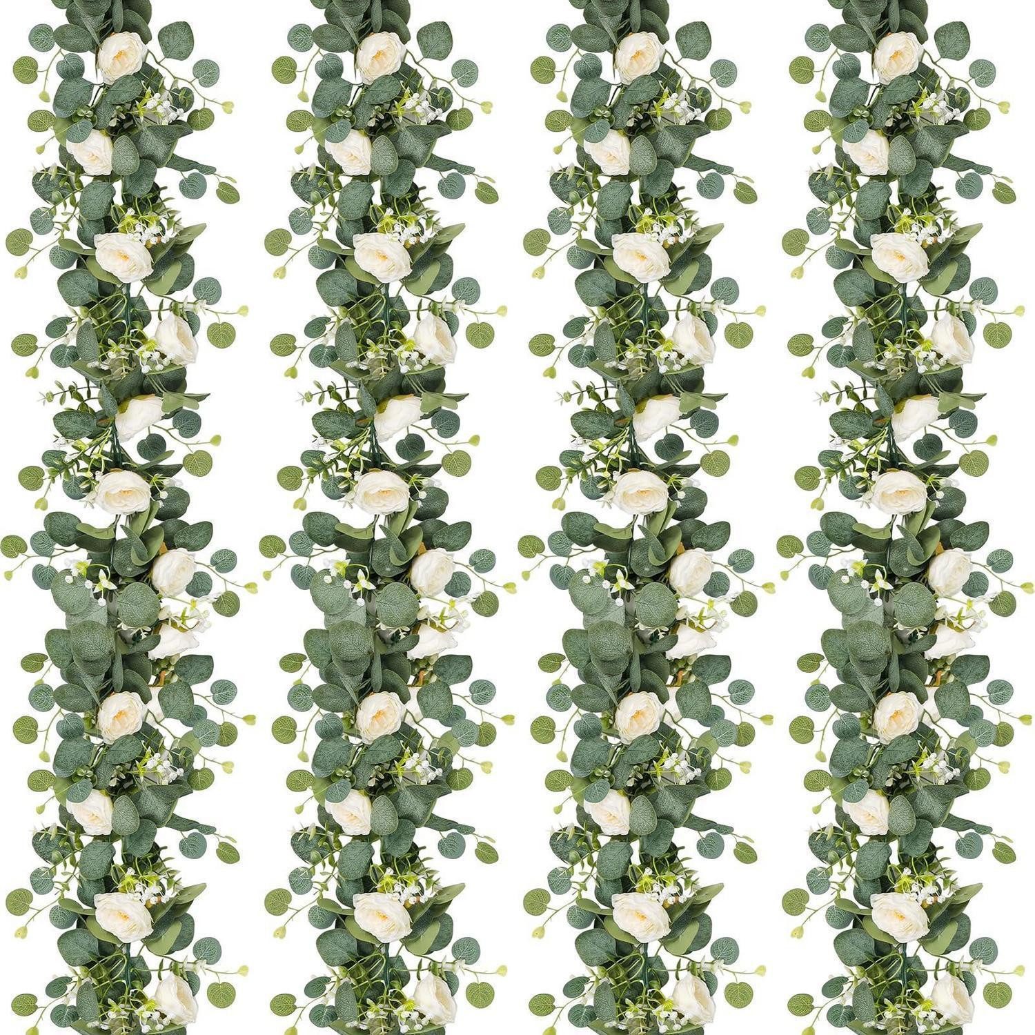 Kunstgirlande Künstliche Blumengirlande Hochzeit 4 Stk. Weiß 180cm, LuxusKollektion